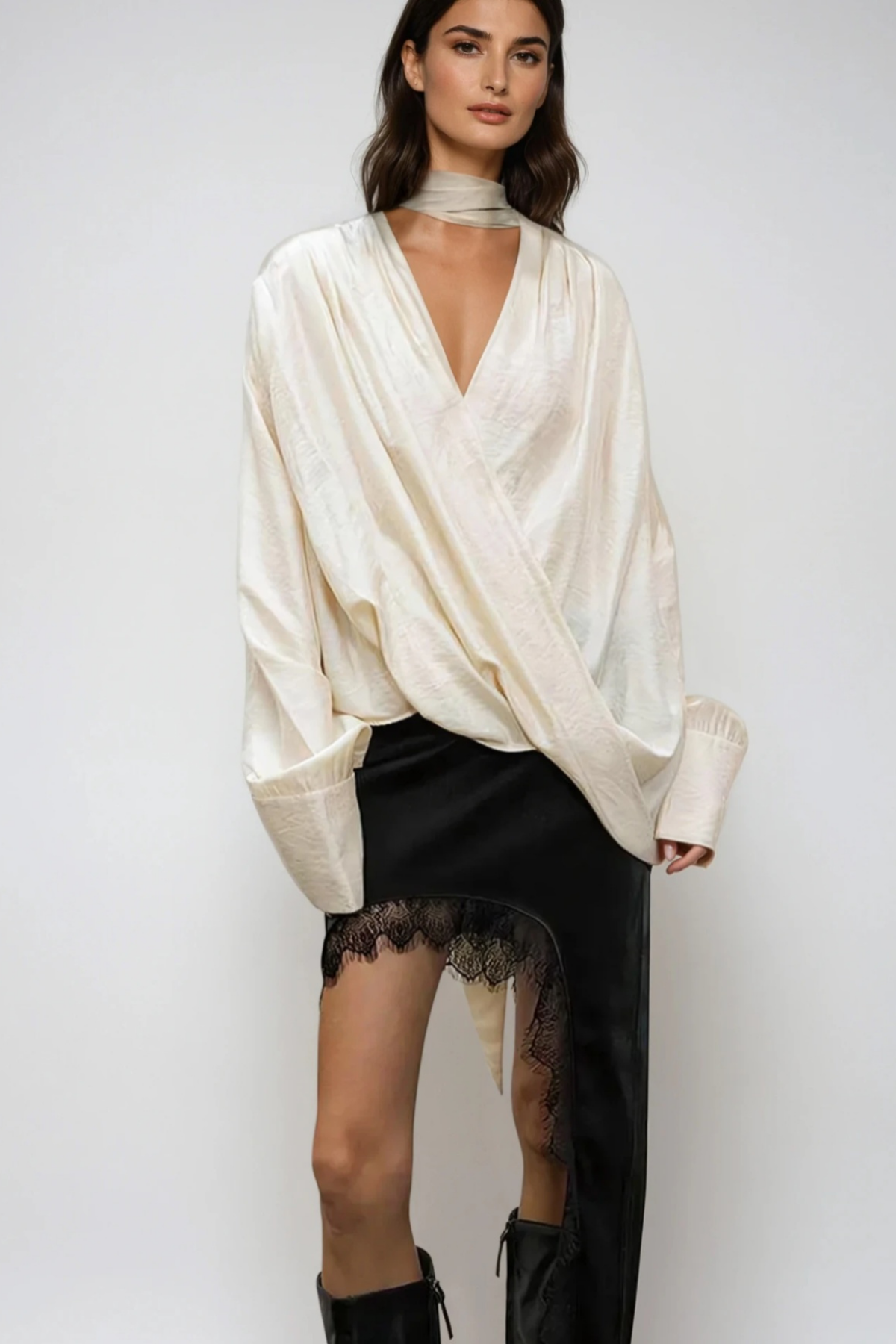 Feruza Draped Lace Skirt Set