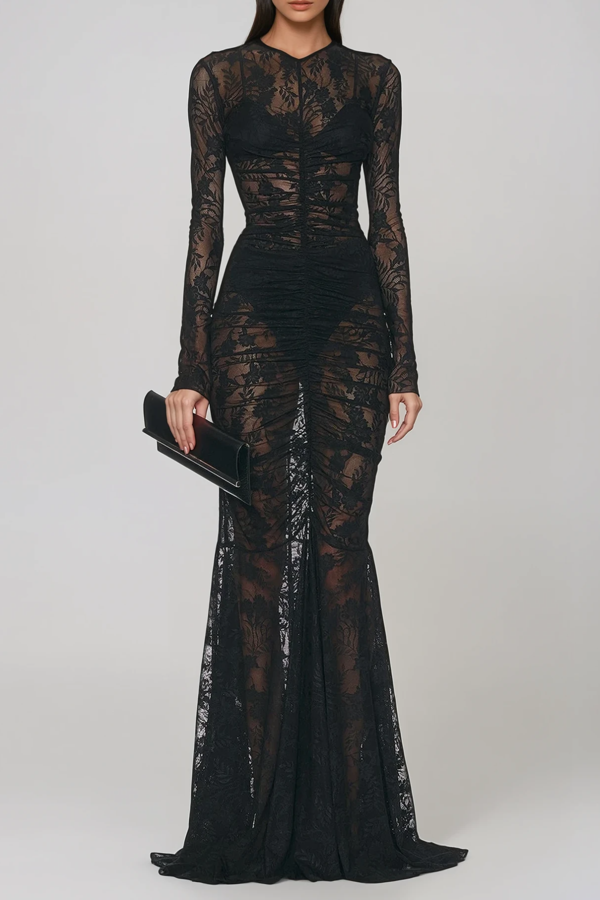 Festus Ruch Lace Mermaid Maxi Dress