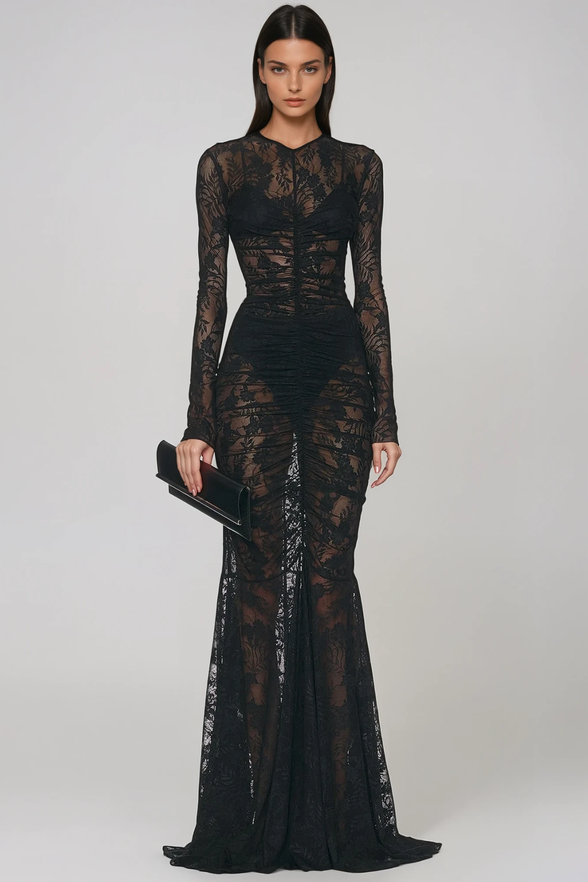 Festus Ruch Lace Mermaid Maxi Dress