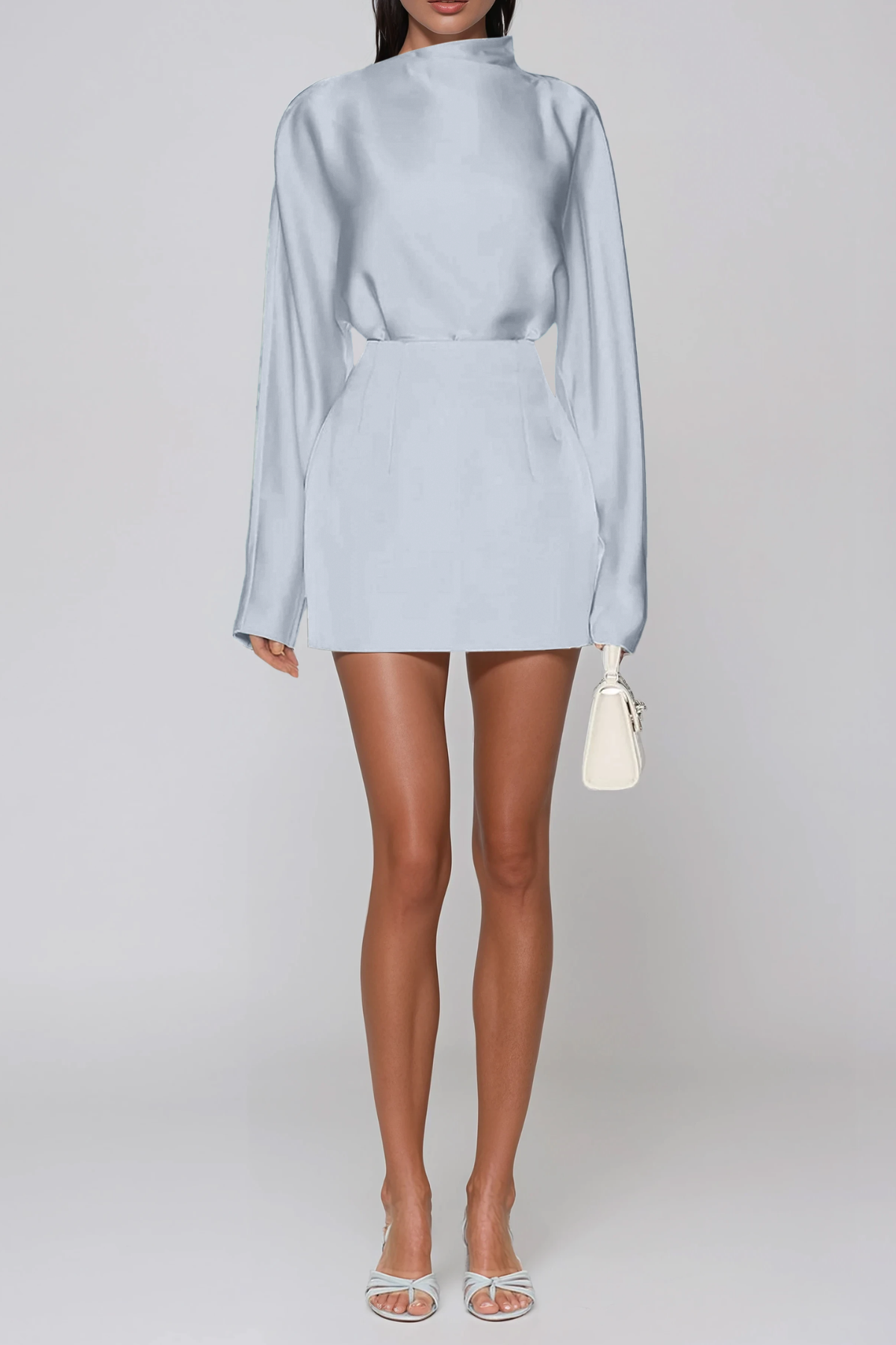 Fethi Long Sleeve Satin Skirt Set