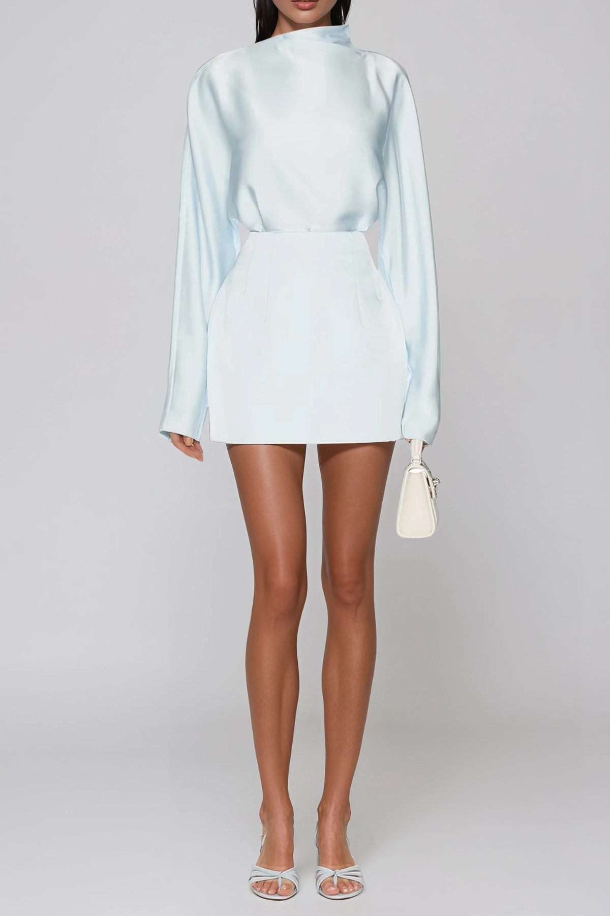 Fethi Long Sleeve Satin Skirt Set