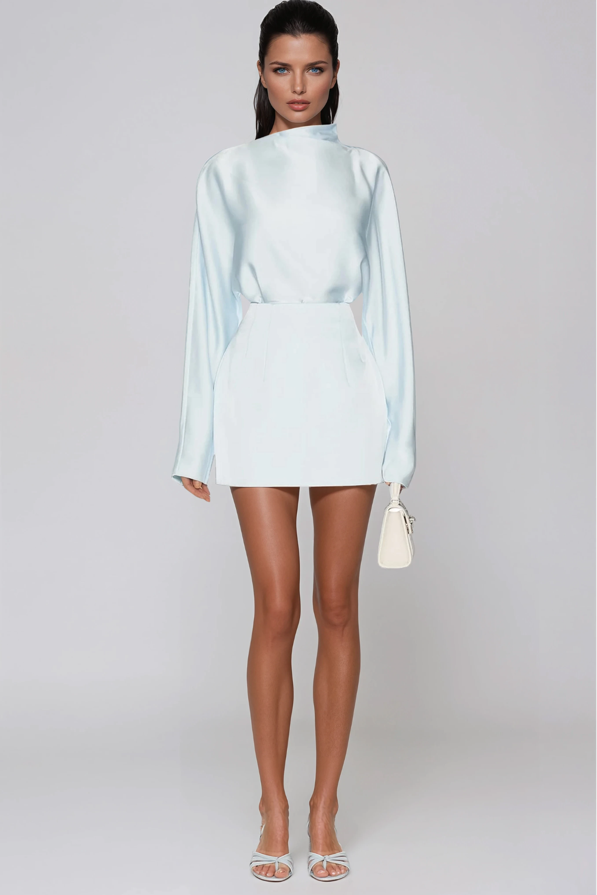 Fethi Long Sleeve Satin Skirt Set