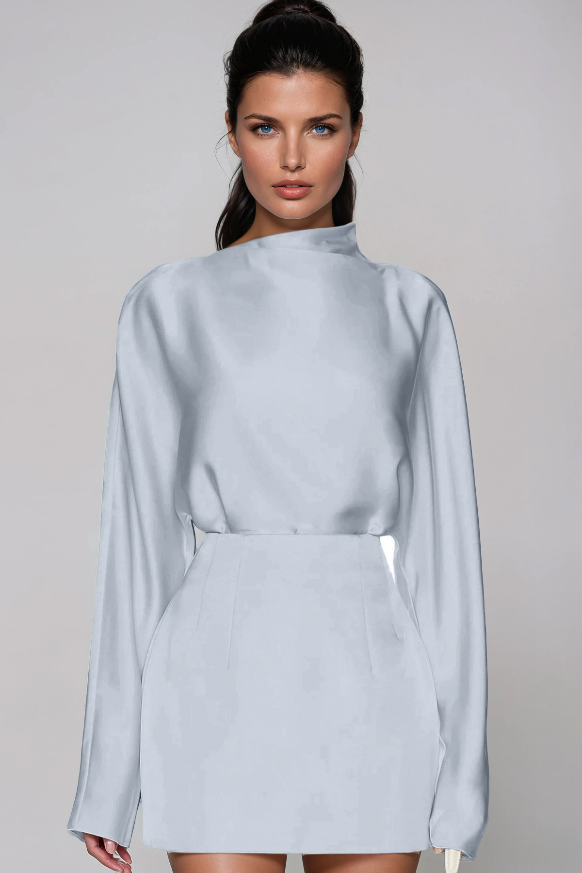 Fethi Long Sleeve Satin Skirt Set