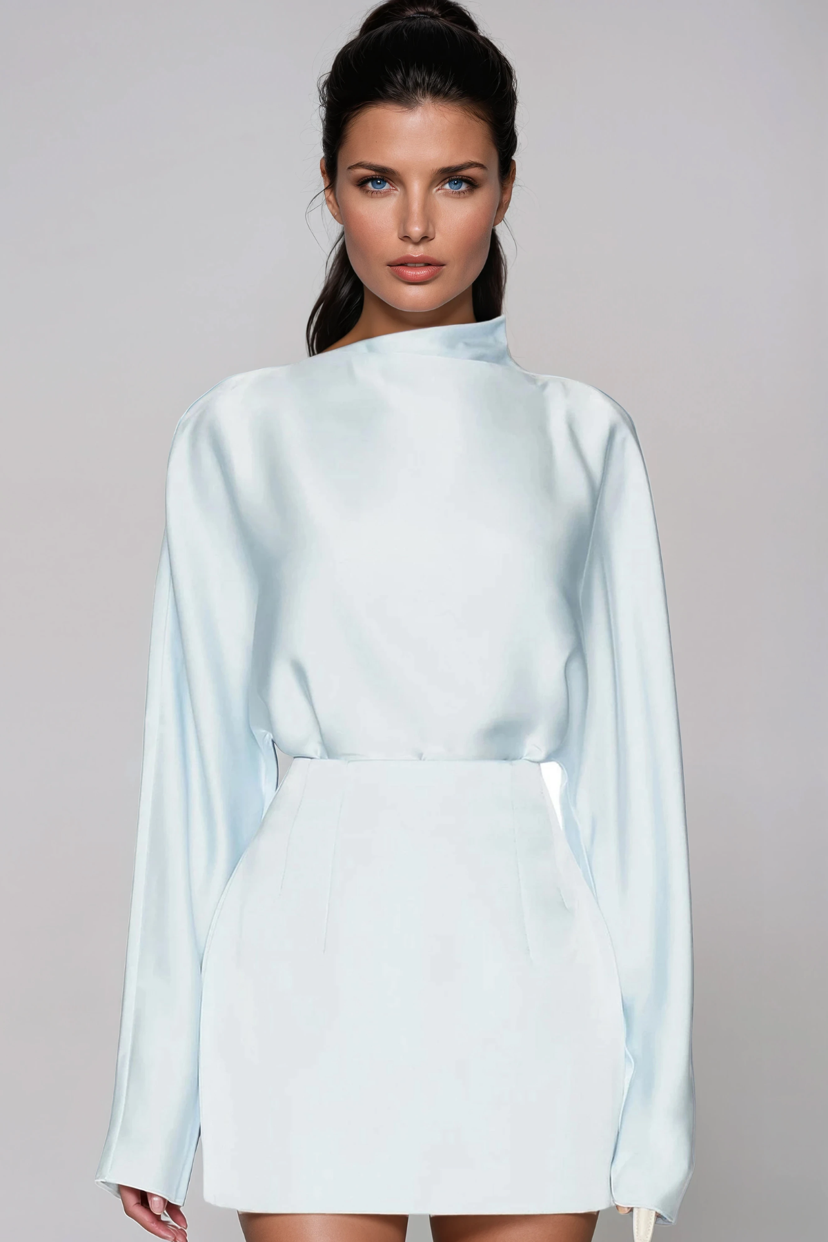 Fethi Long Sleeve Satin Skirt Set