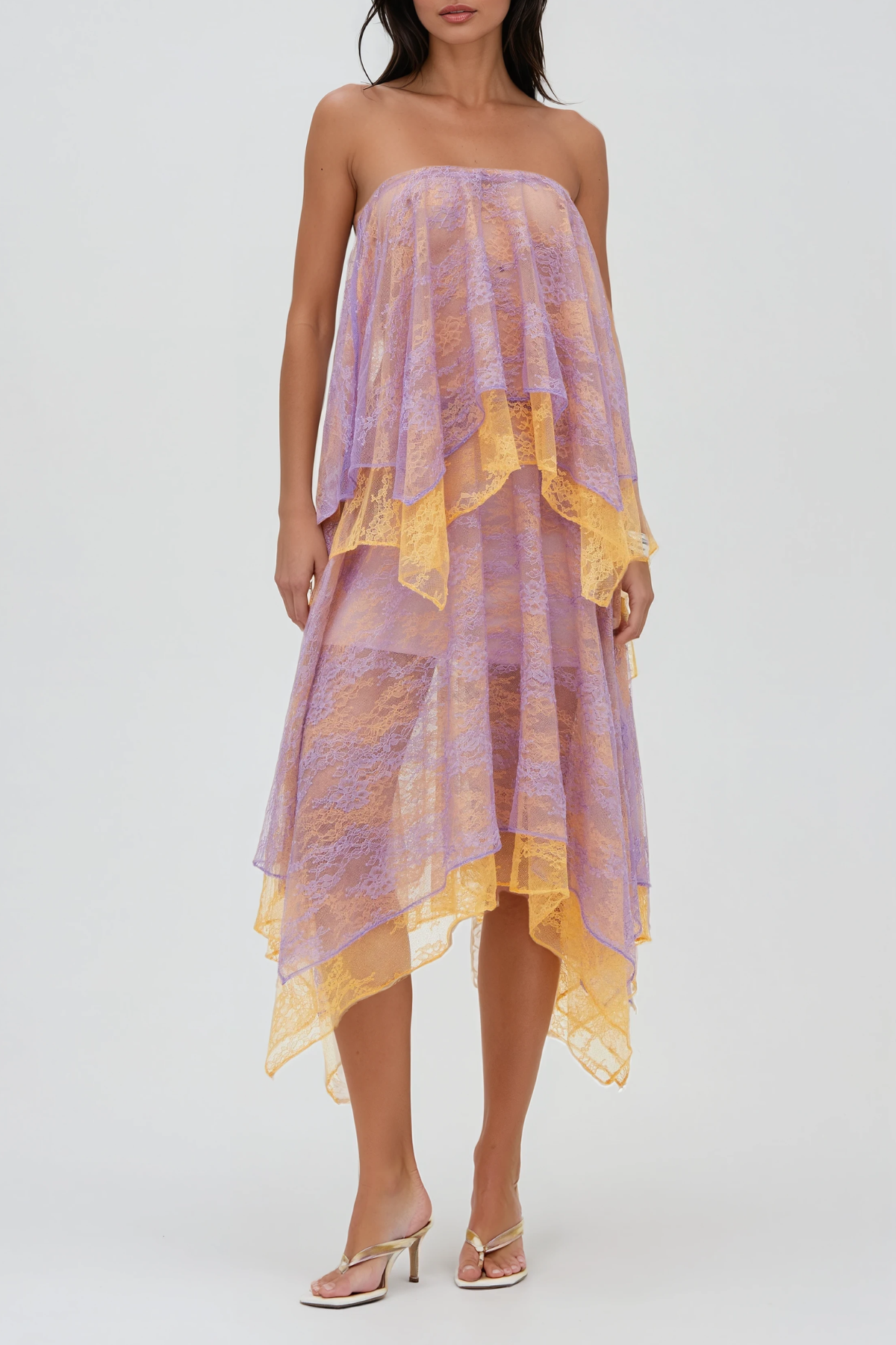 Fevziye Strapless Lace Skirt Set