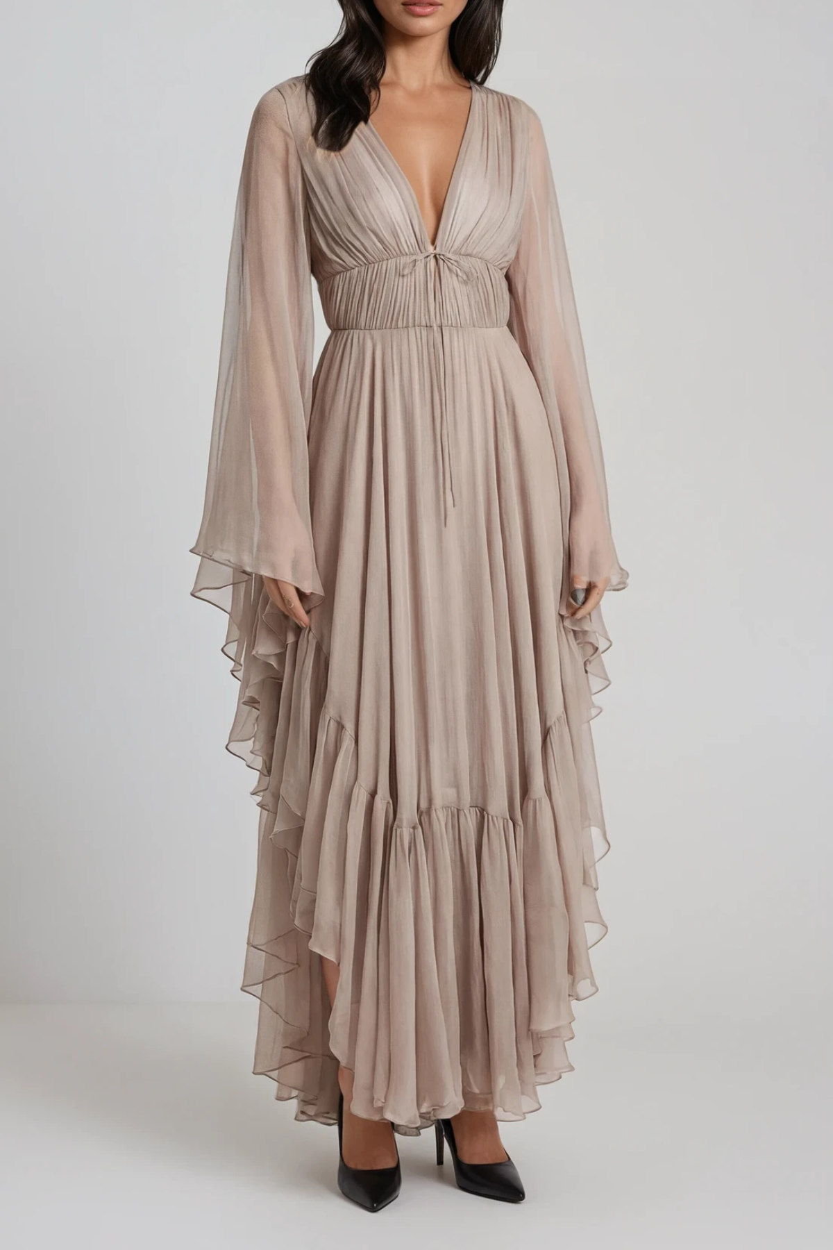 Ffion Plunge Ruffle Maxi Dress
