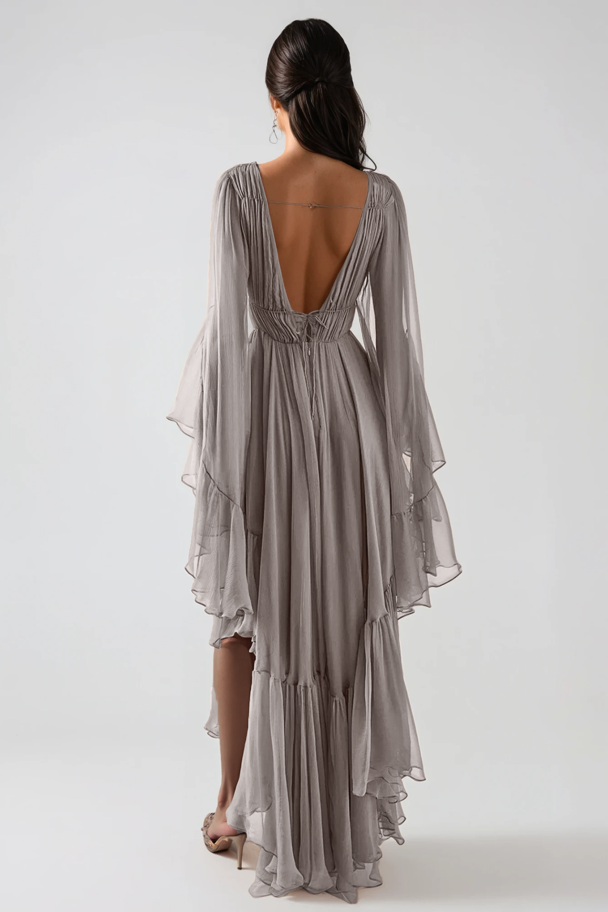 Ffion Plunge Ruffle Maxi Dress