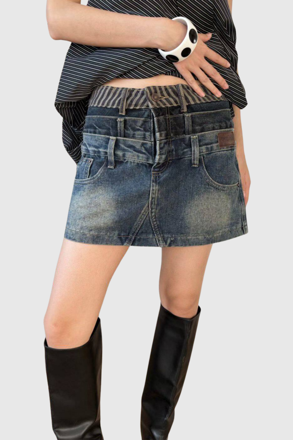Fiachna Deconstruct Denim Mini Skirt