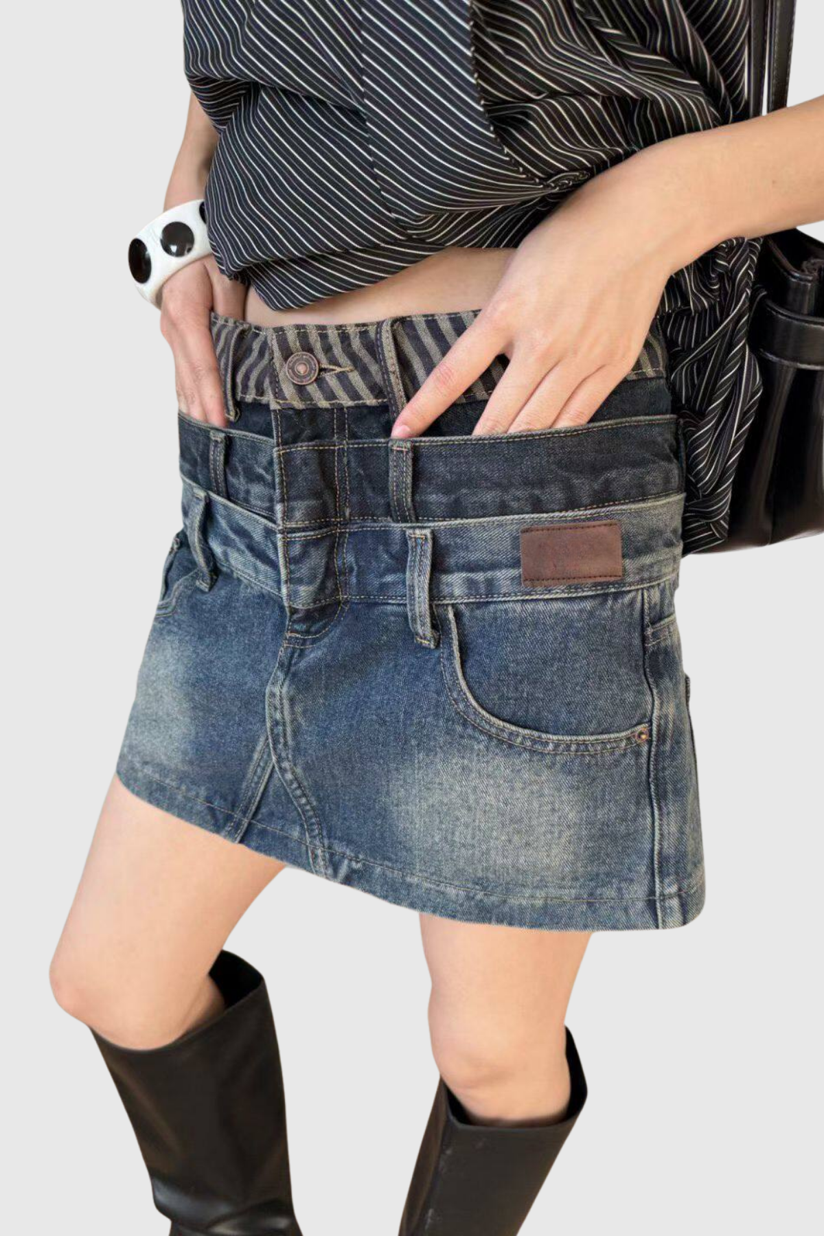 Fiachna Deconstruct Denim Mini Skirt