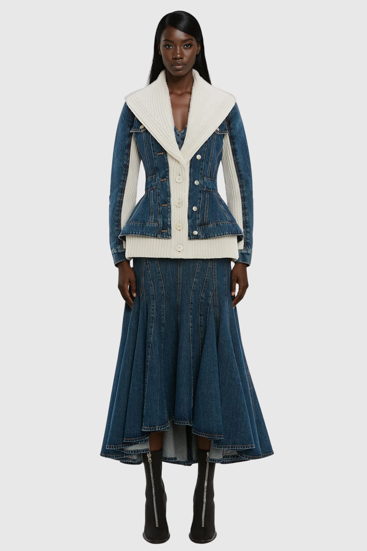 Fiadh Knit Deconstruct Denim Jacert