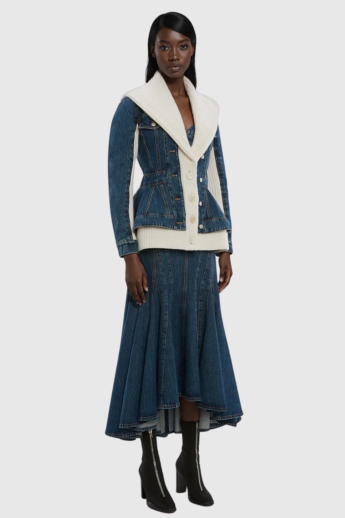 Fiadh Knit Deconstruct Denim Jacert