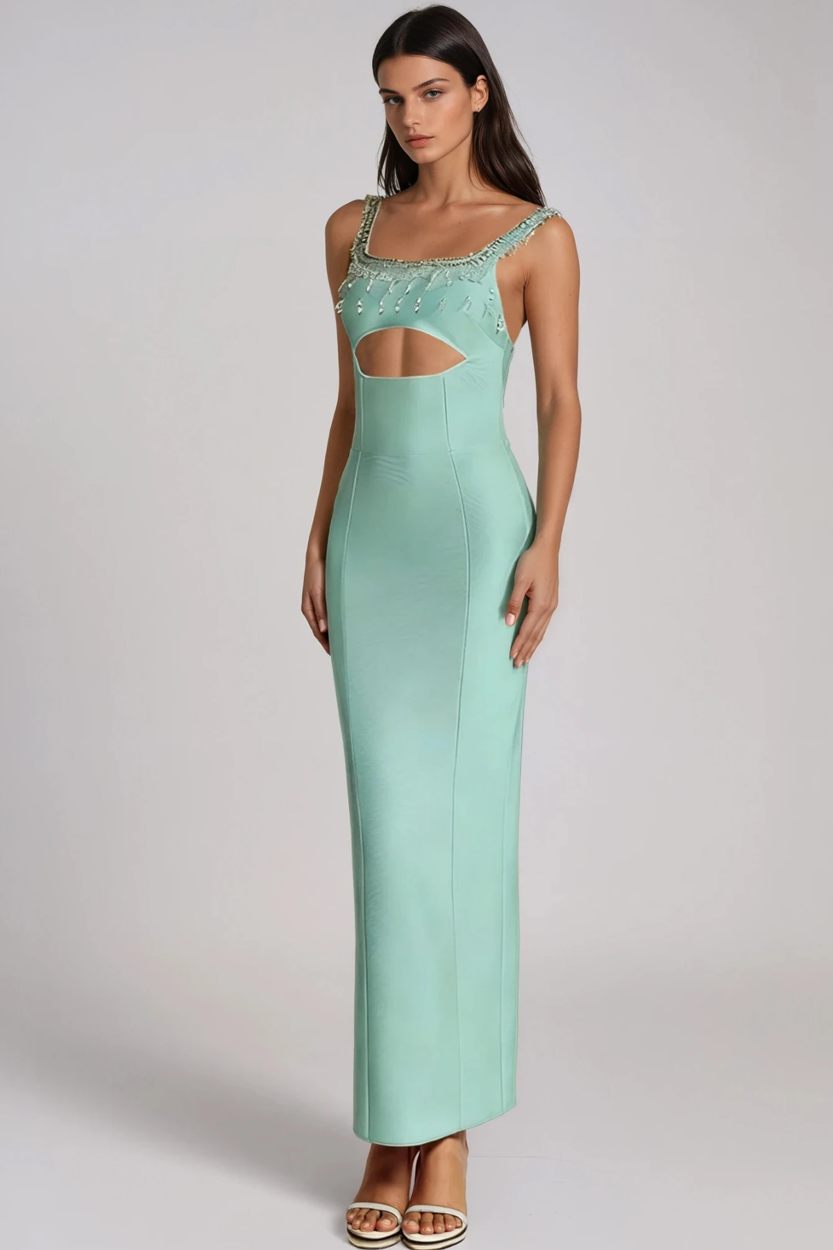 Fiammetta Crystal Cutout Maxi Dress