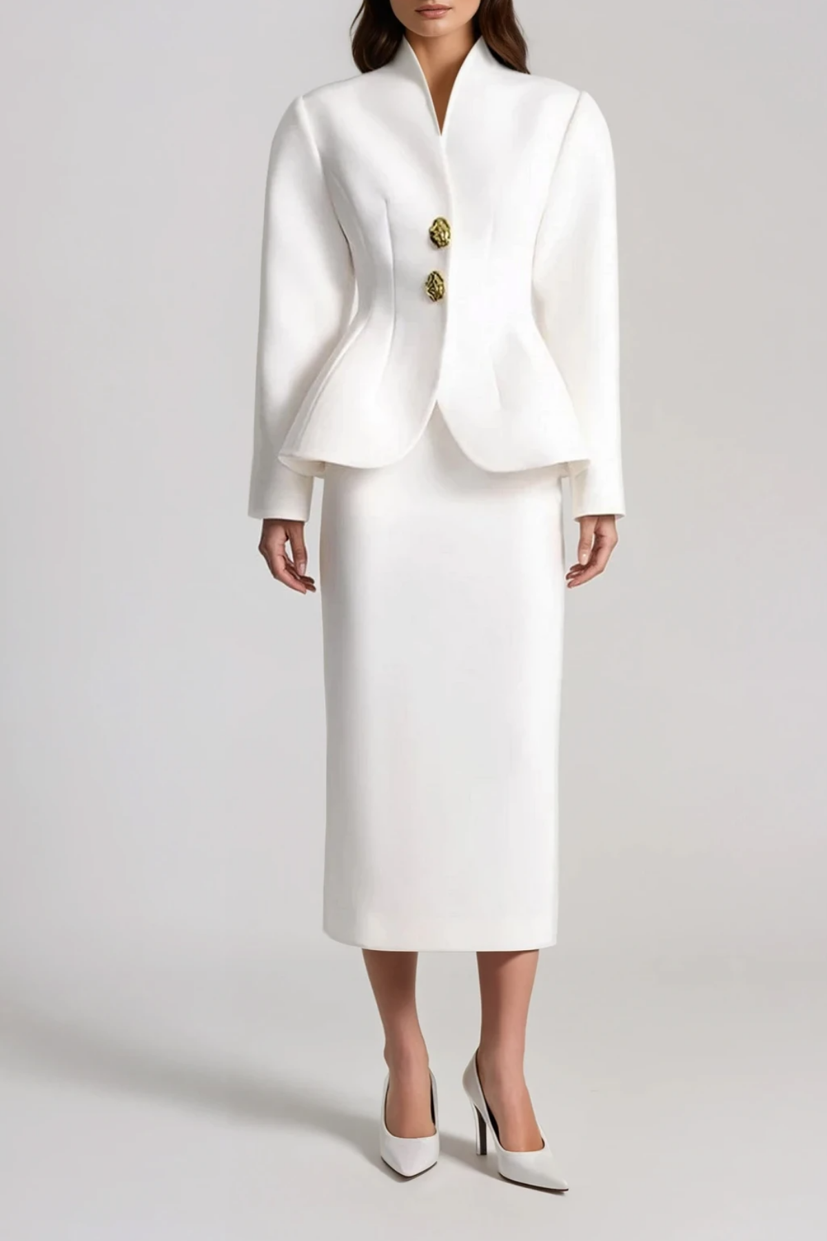 Fidela Button Skirt Set