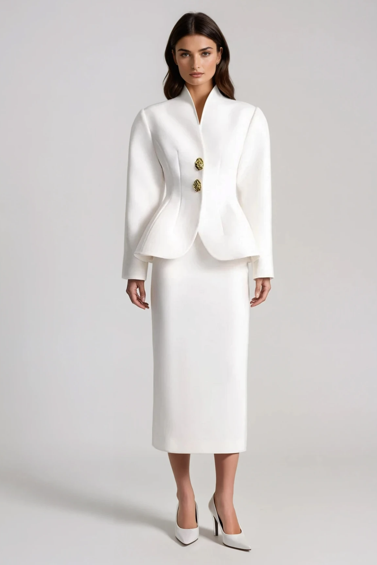 Fidela Button Skirt Set