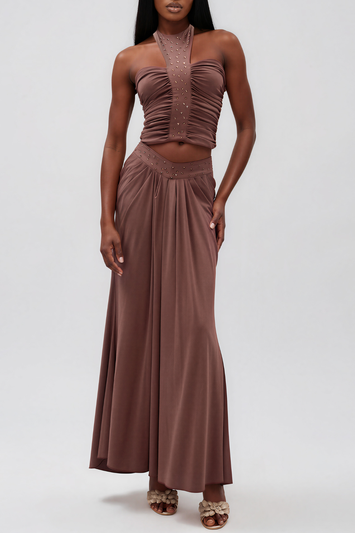 Fidelis Embellished Ruch Skirt Set
