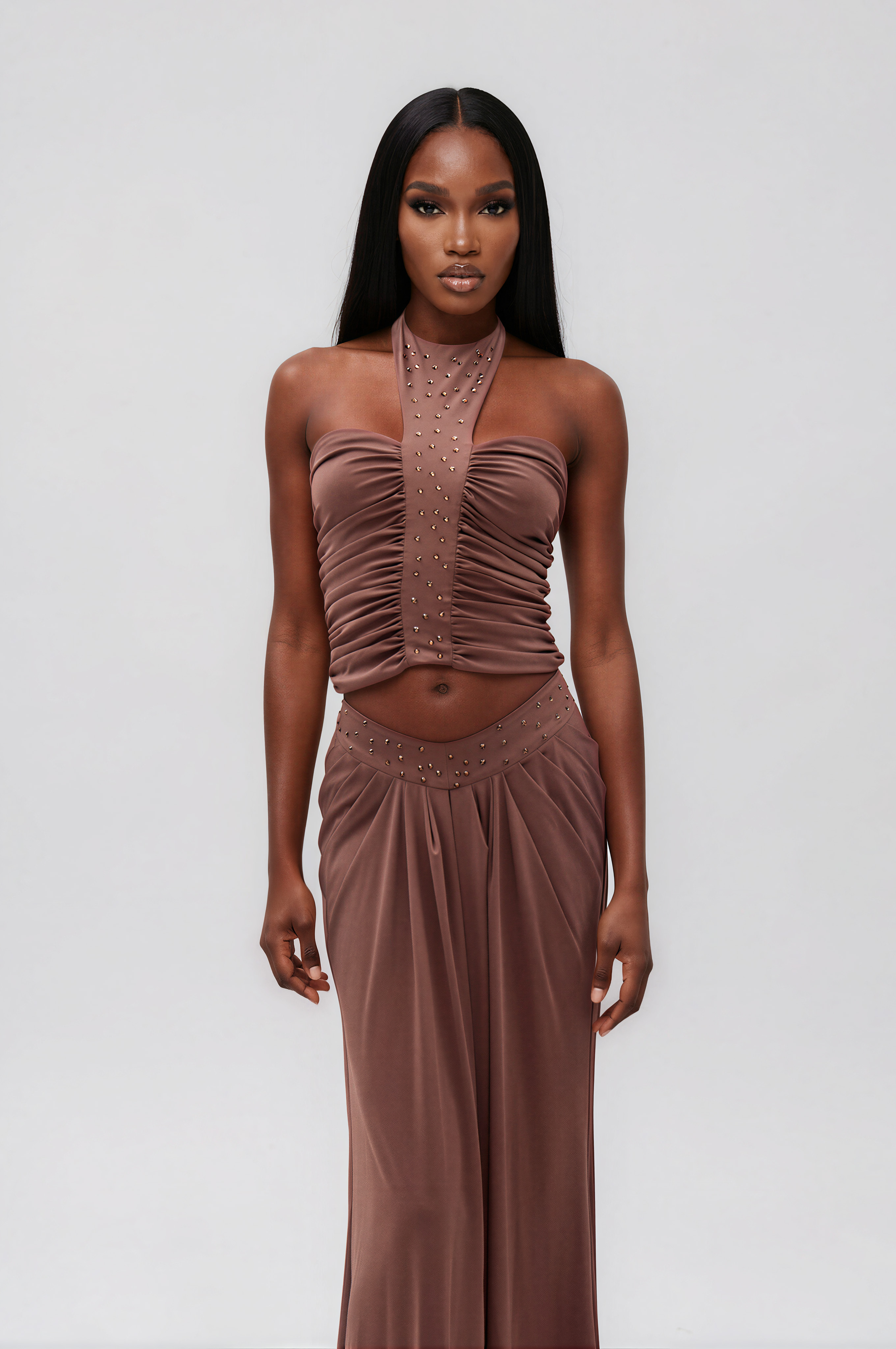 Fidelis Embellished Ruch Skirt Set