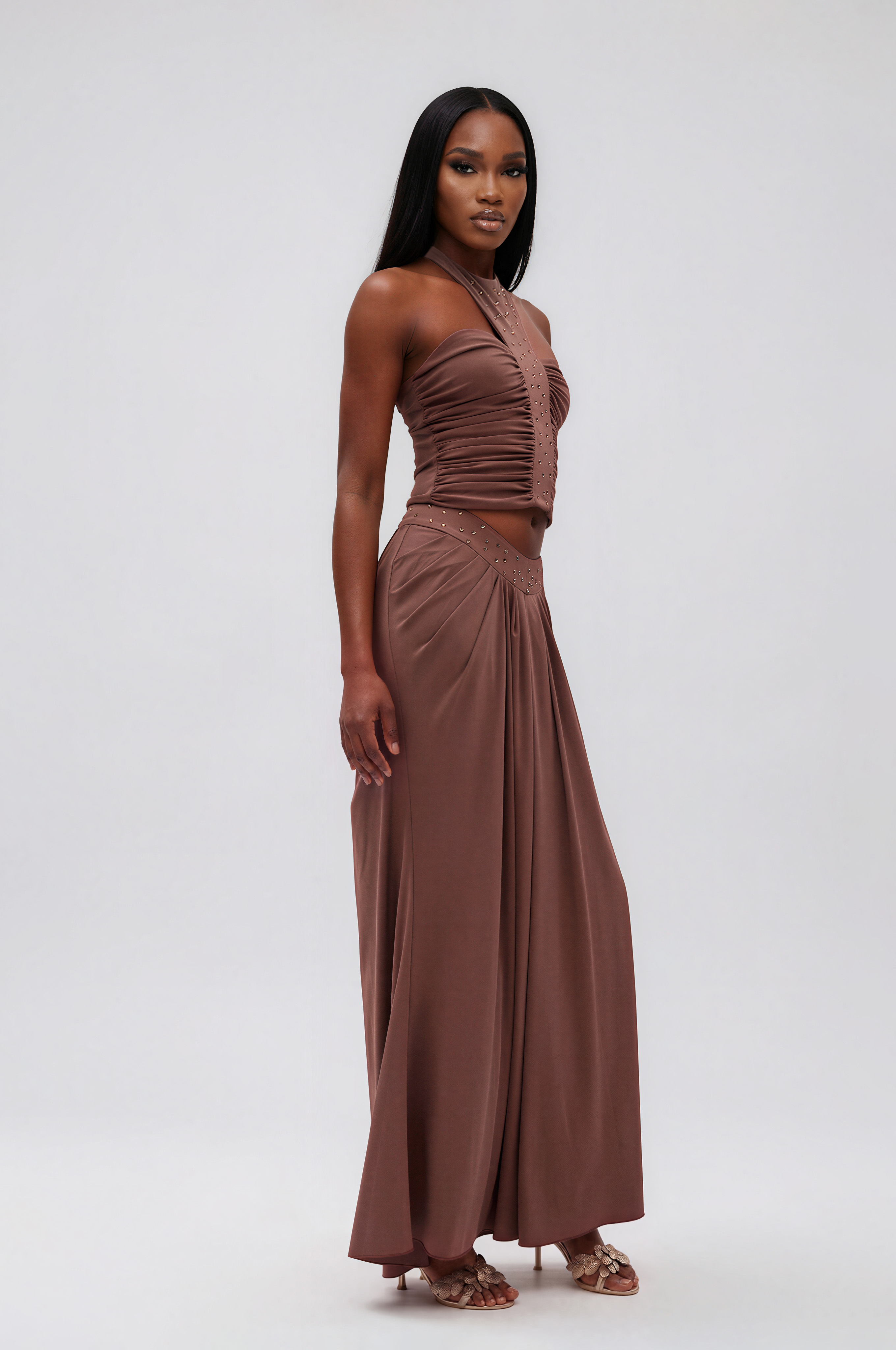 Fidelis Embellished Ruch Skirt Set
