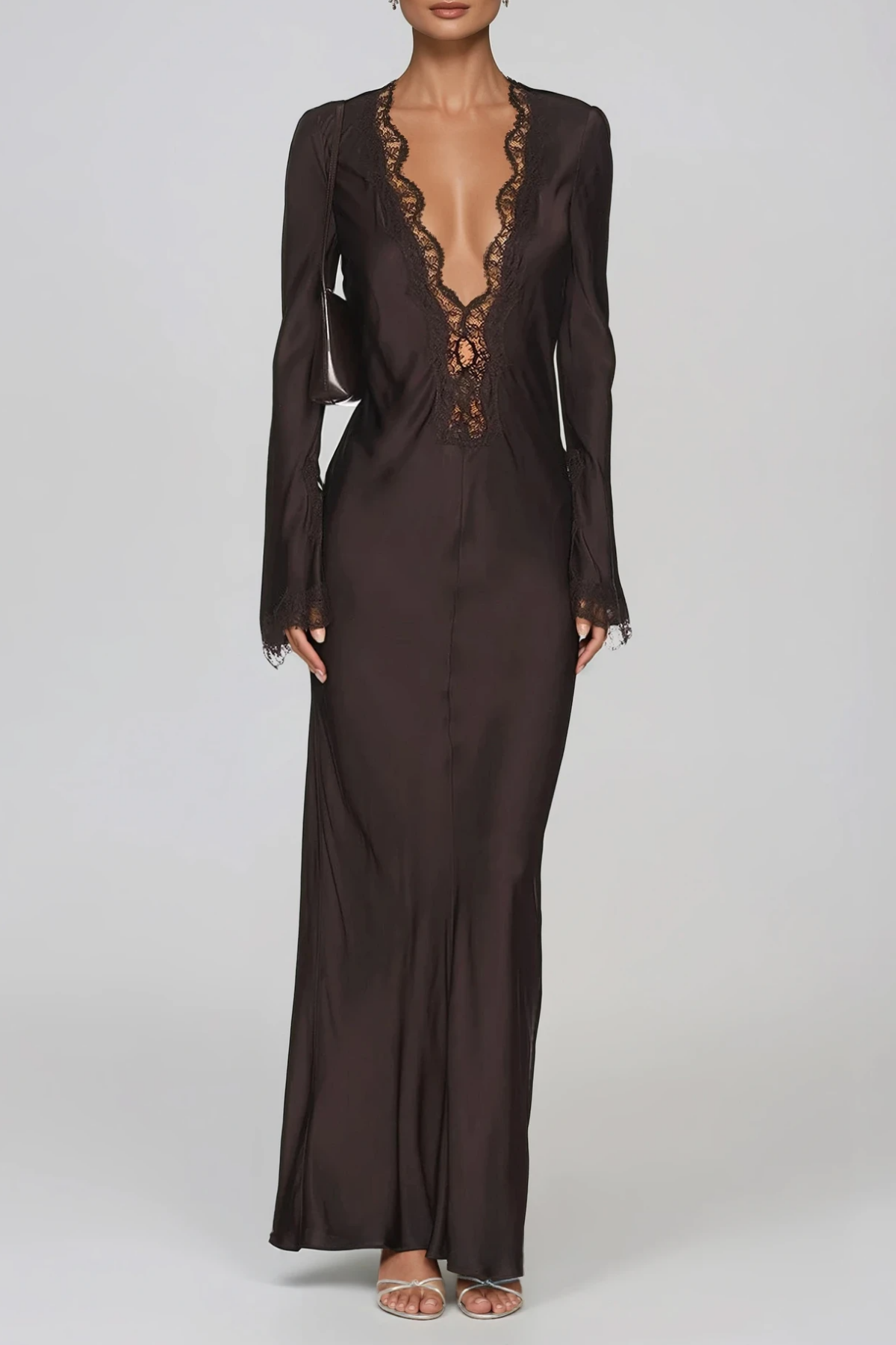 Fieke Plunge Lace Maxi Dress
