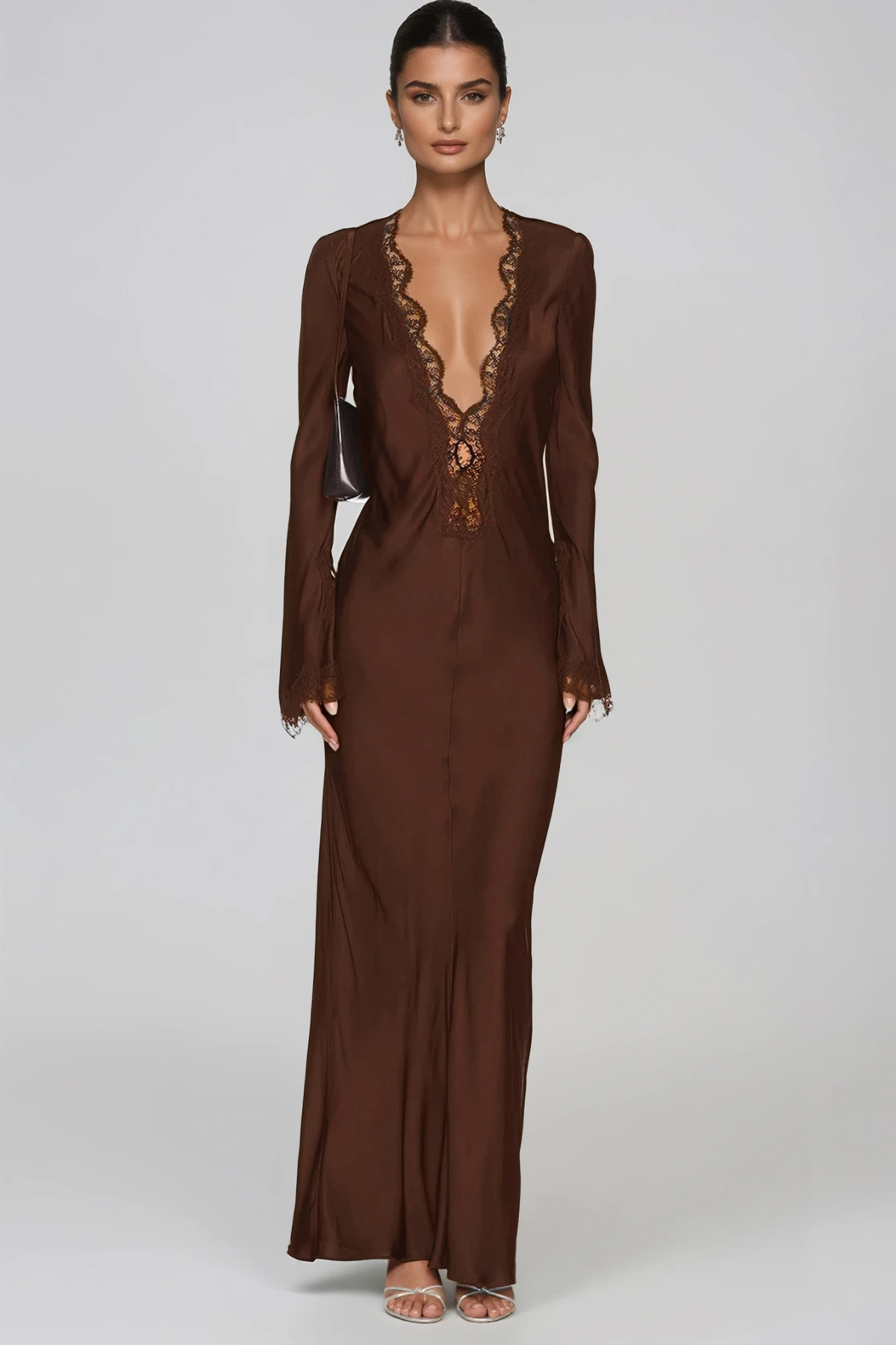 Fieke Plunge Lace Maxi Dress