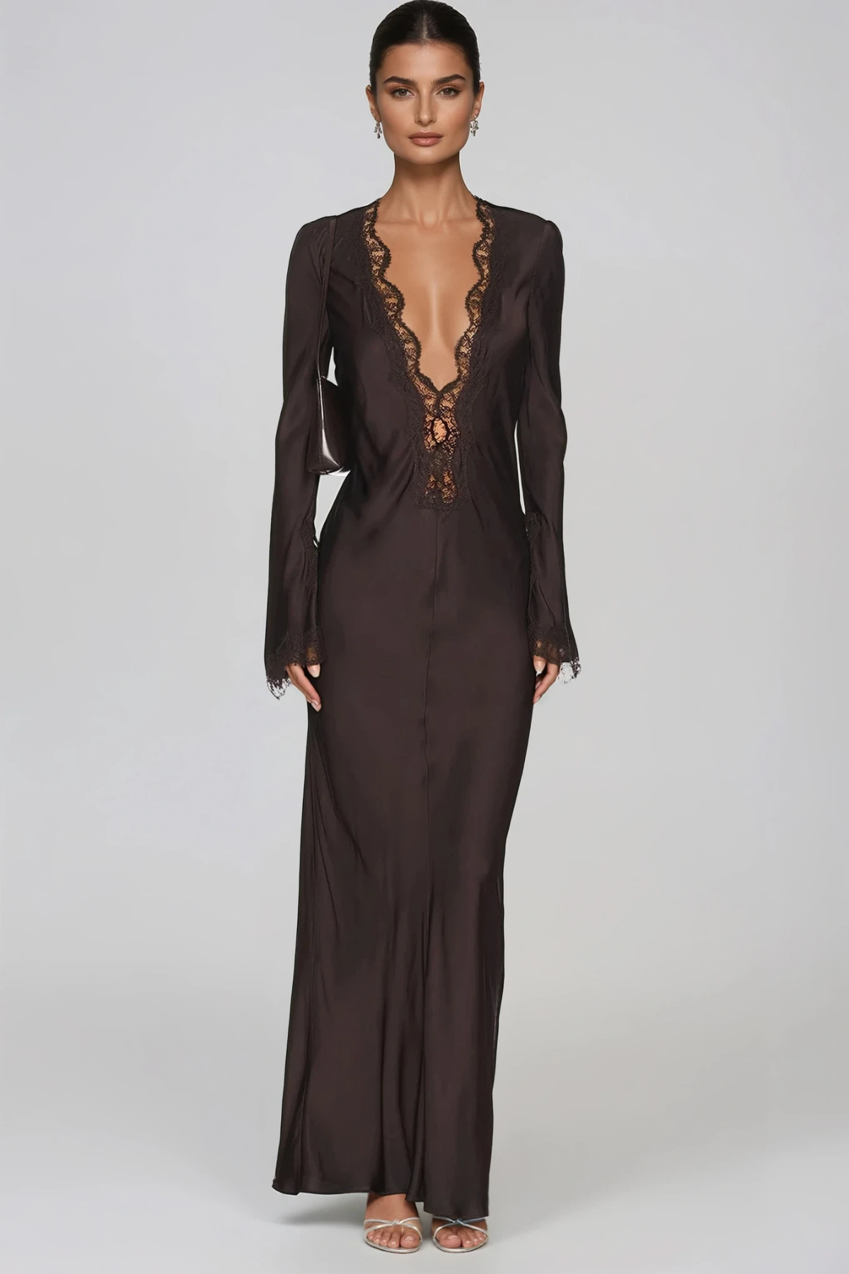 Fieke Plunge Lace Maxi Dress