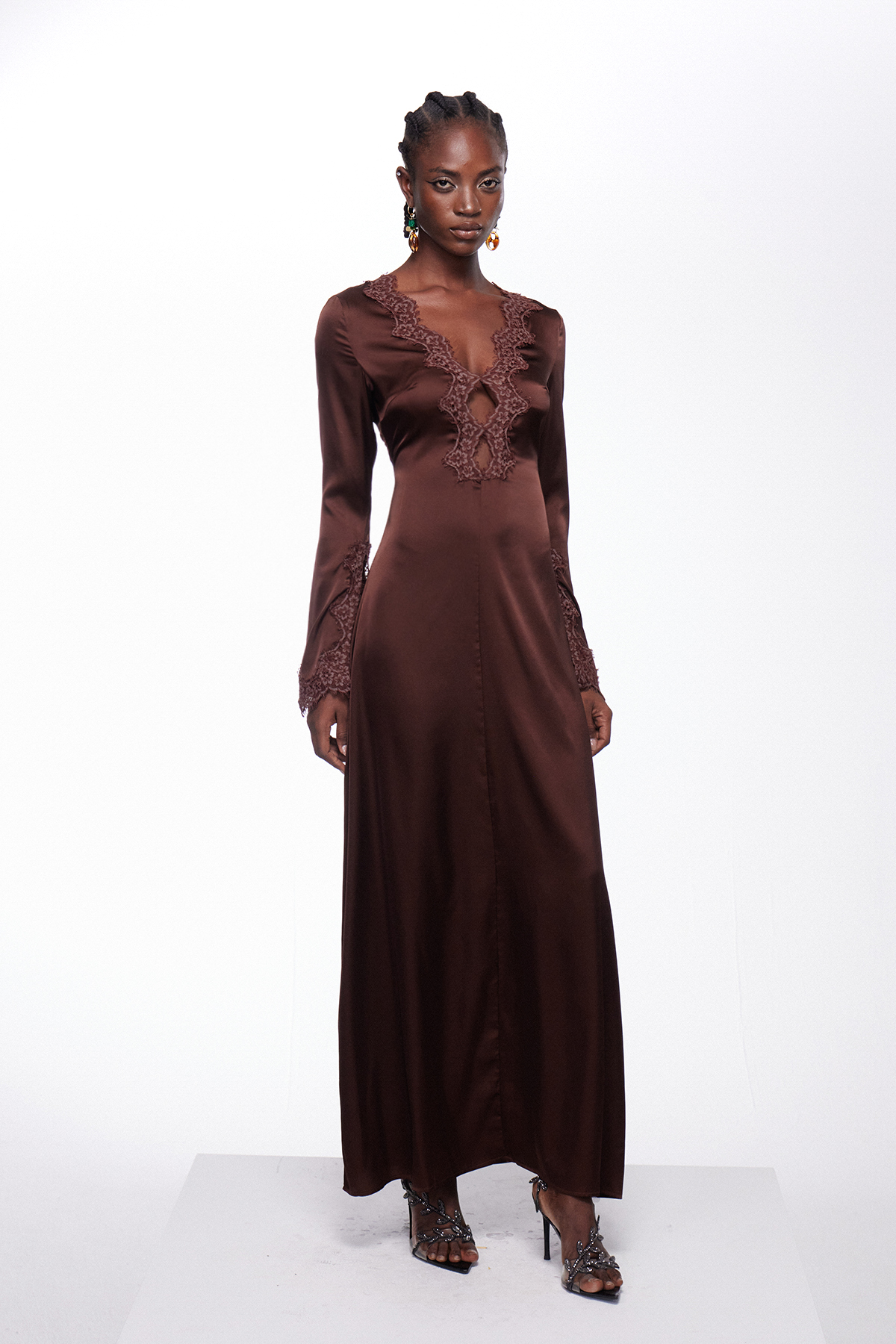 Fieke Plunge Lace Maxi Dress