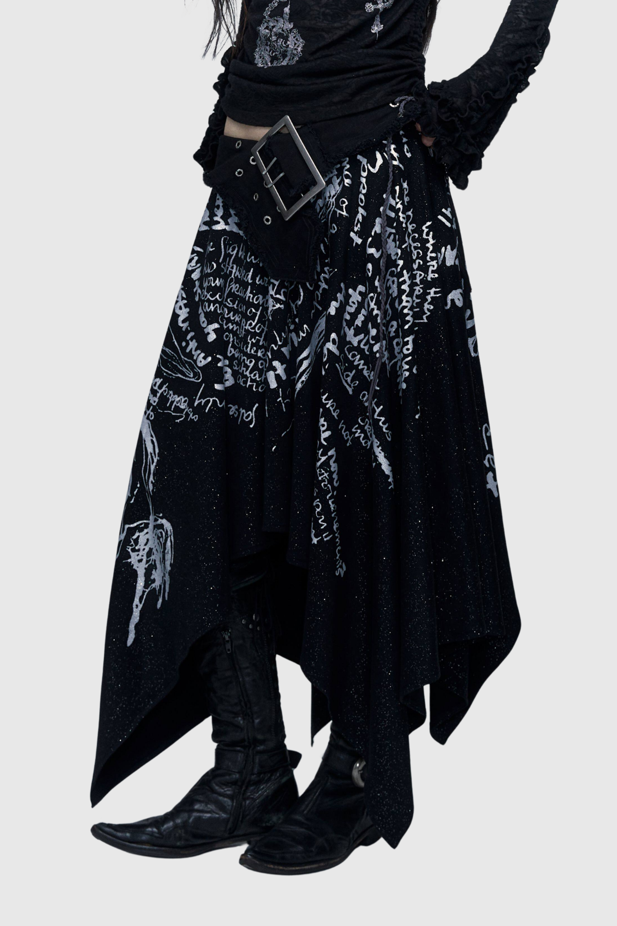 Fiera Asymmetric Ruffle Mini Dress In Black