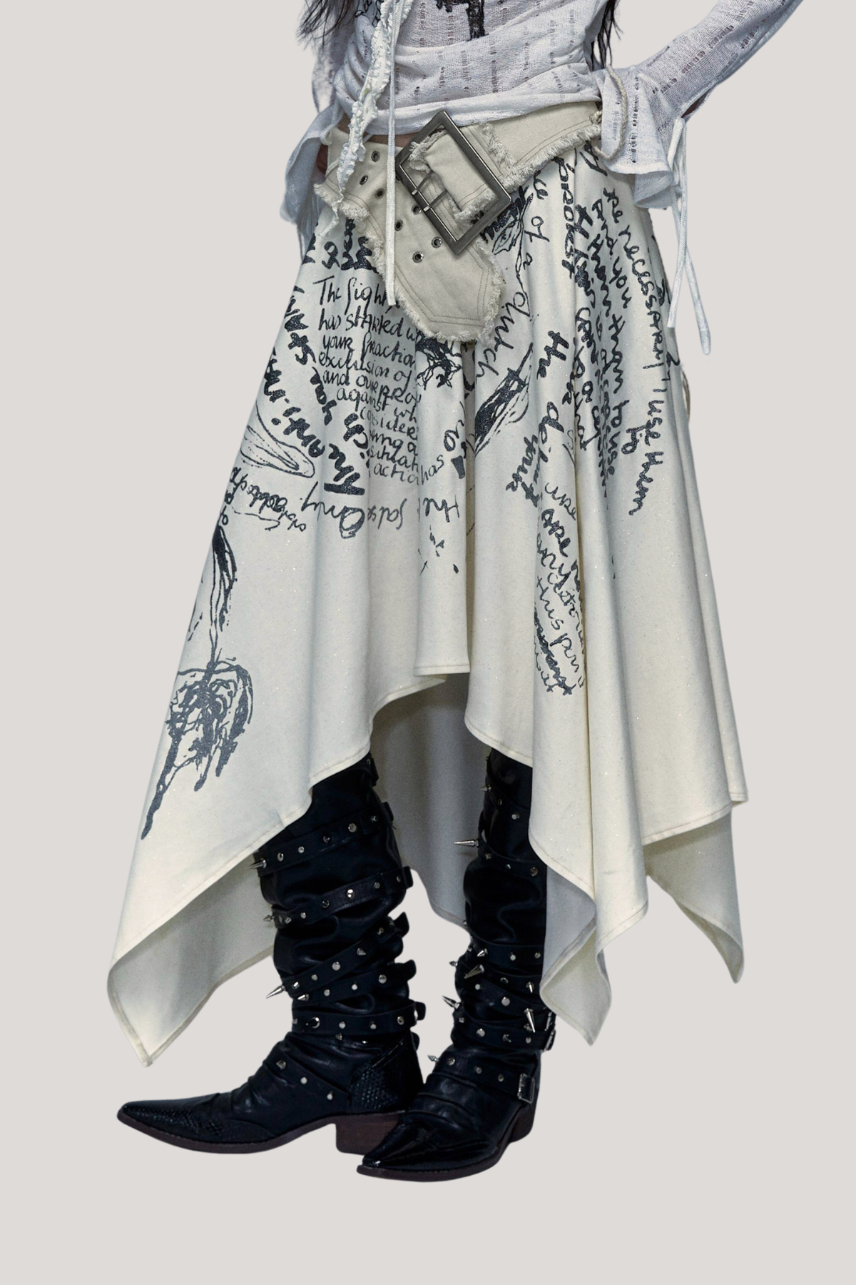 Fiera Asymmetric Ruffle Mini Dress In White