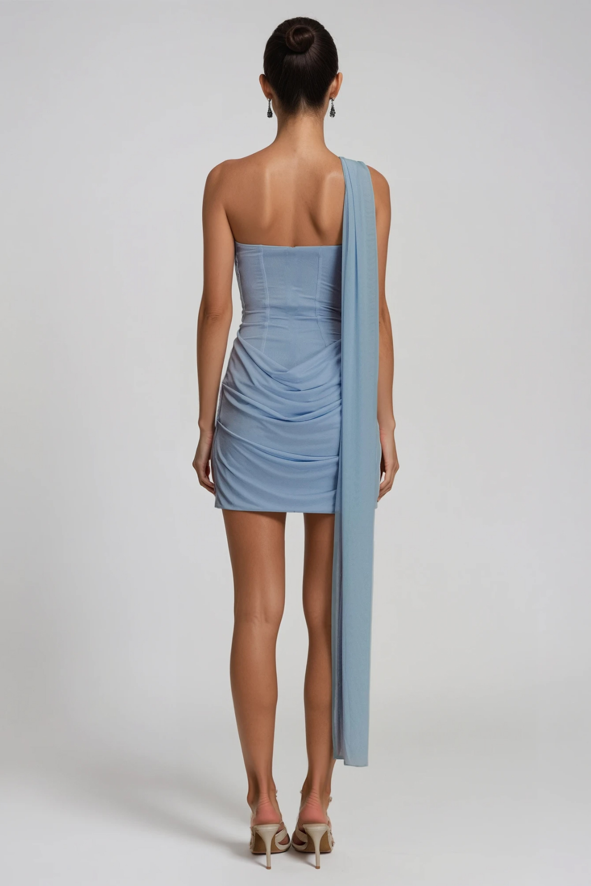 Fifi Draped Scarf Mini Dress In Blue