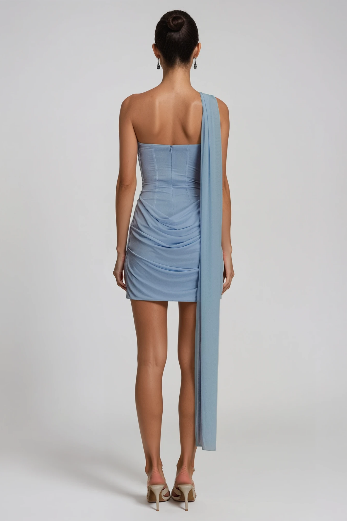 Fifi Draped Scarf Mini Dress In Blue