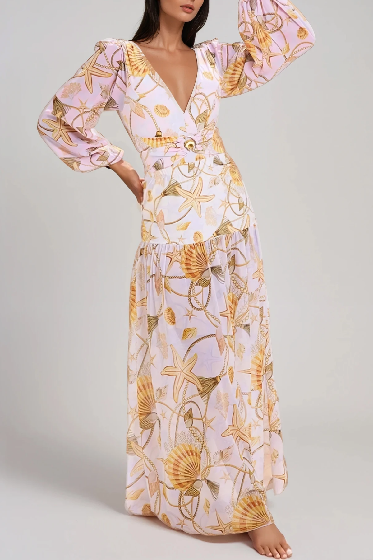 Filimon Balloon Sleeve Print Swimwear