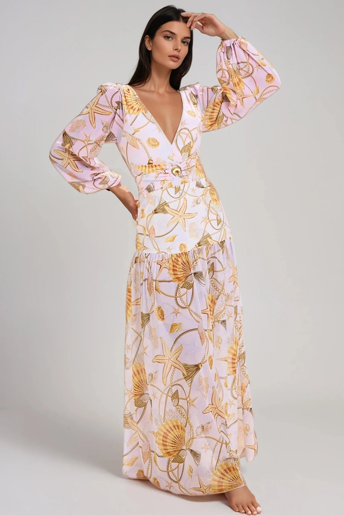 Filimon Balloon Sleeve Print Swimwear