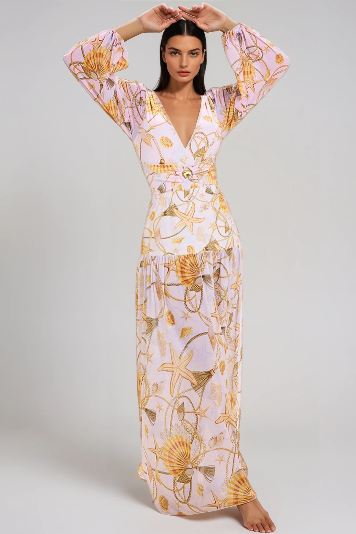 Filimon Balloon Sleeve Print Swimwear