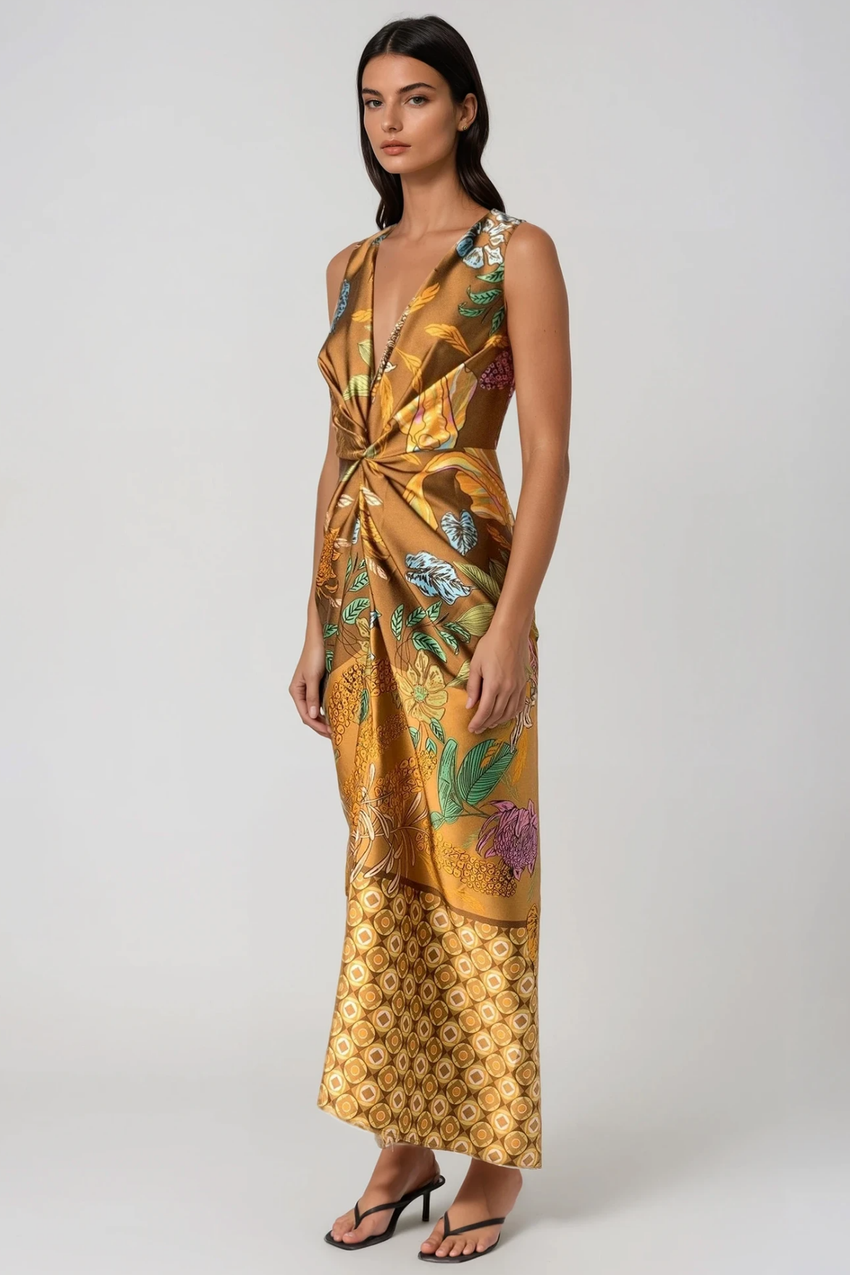 Filipina Sleeveless Twist Print Maxi Dress