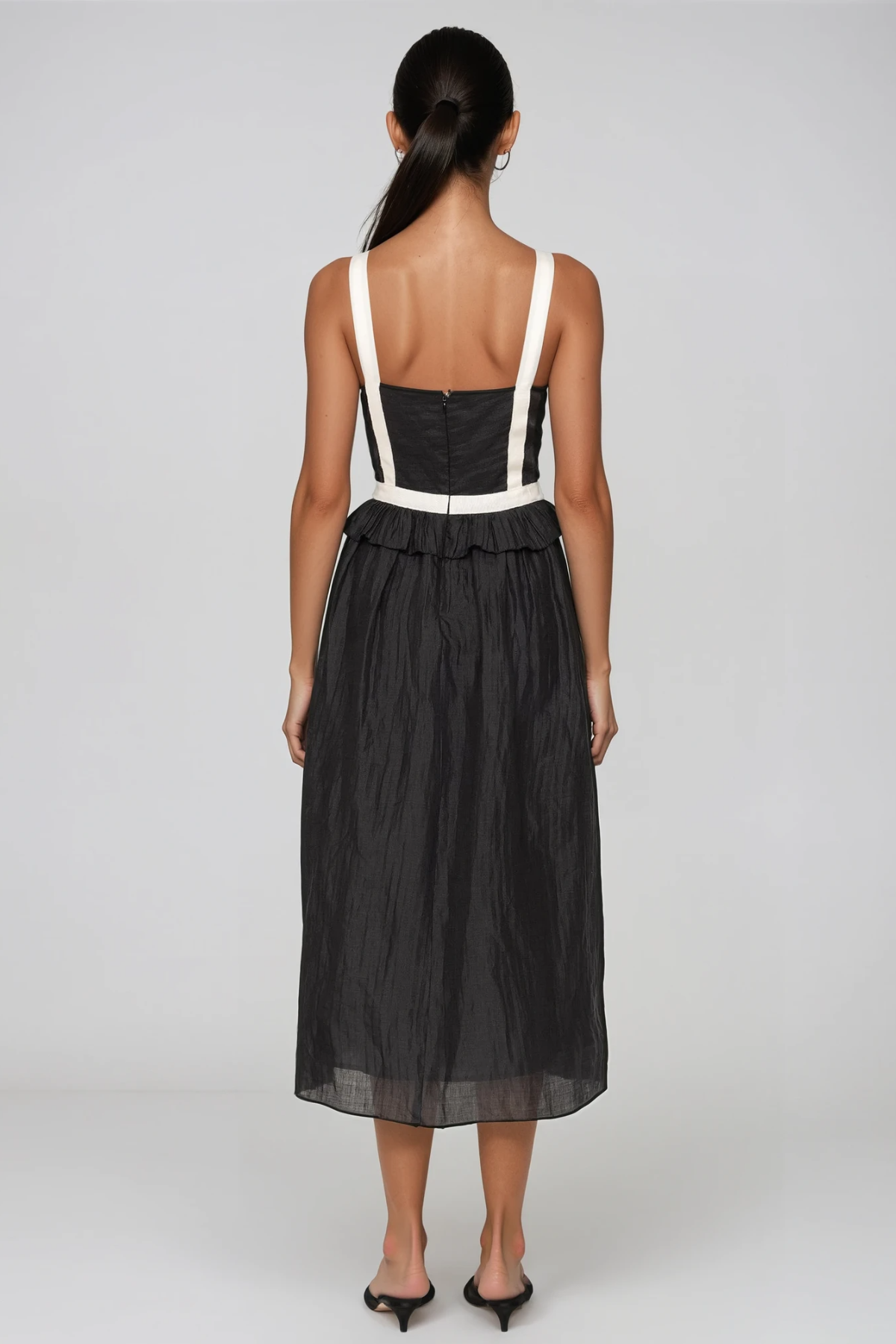 Filipp V Neck Bow Midi Dress In Black