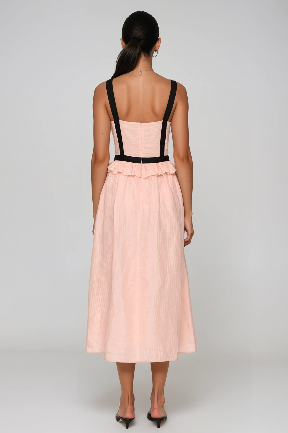 Filipp V Neck Bow Midi Dress In Pink