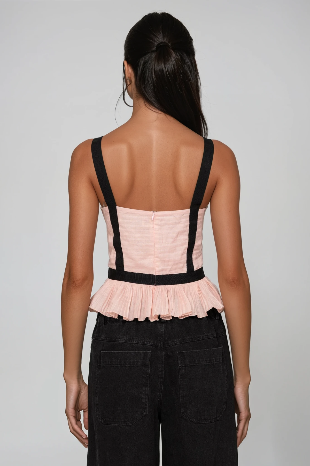 Filipp V Neck Bow Top In Pink