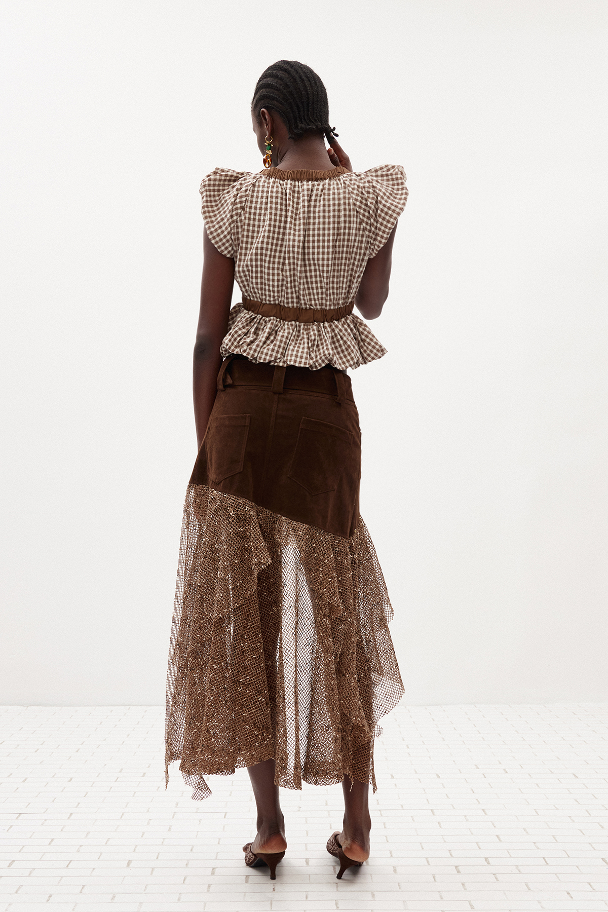 Filipp V Neck Grid Top