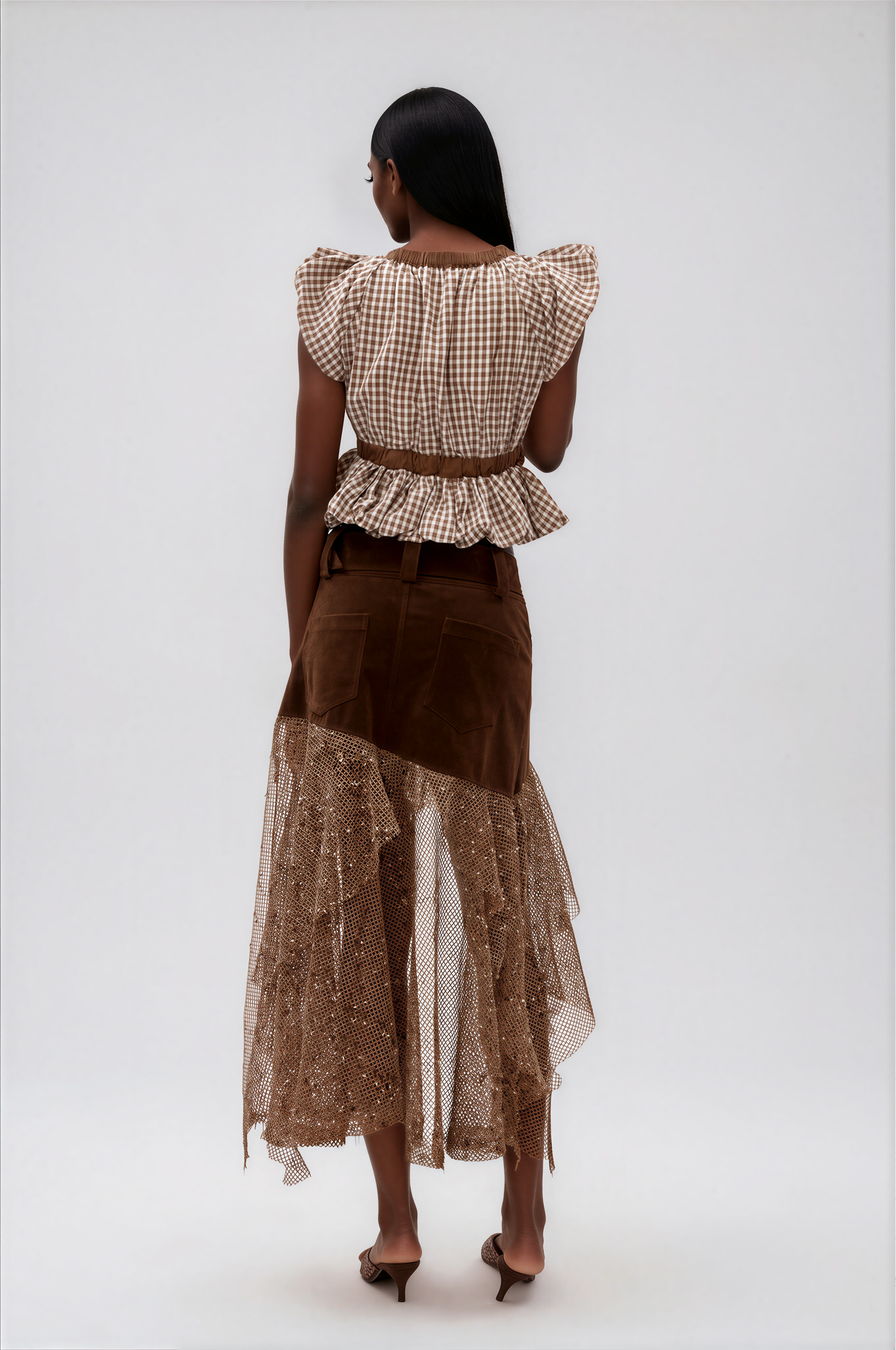 Filipp V Neck Grid Top
