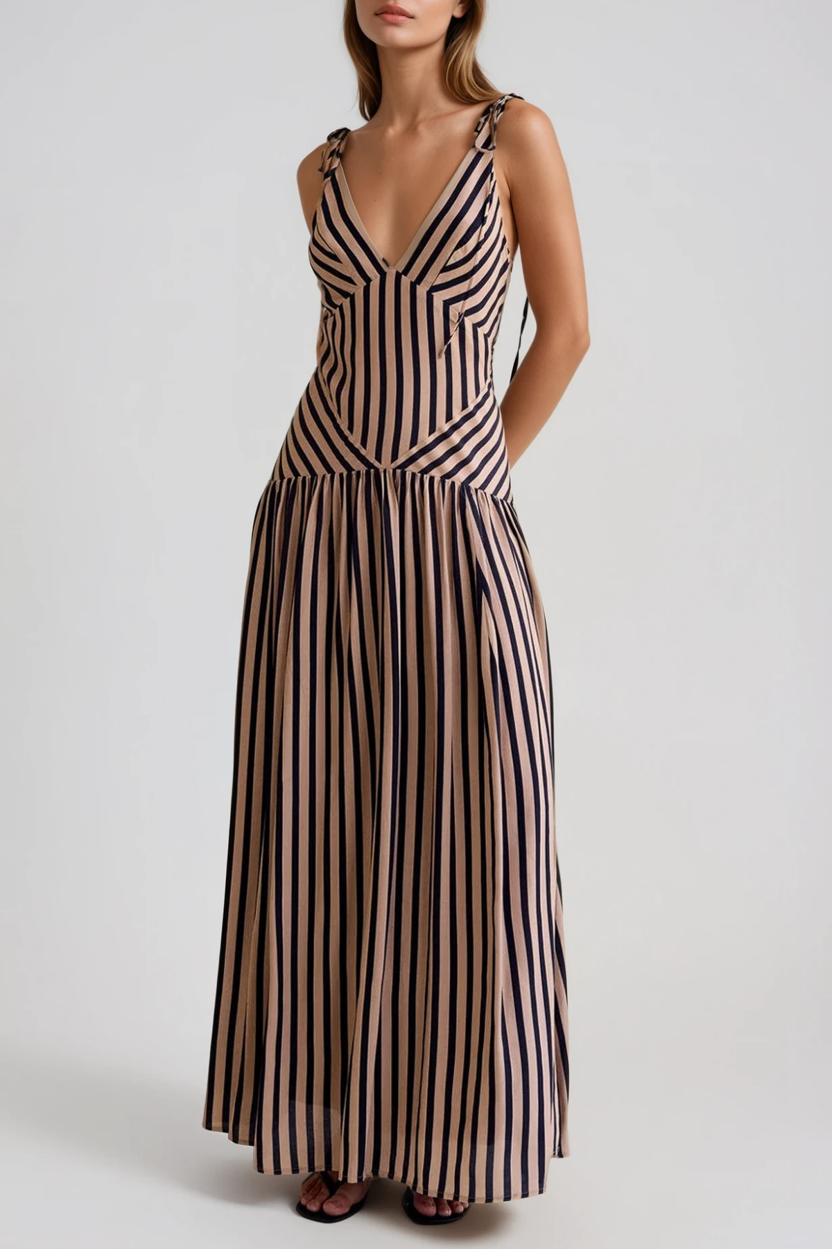 Filippo V Neck Stripe Maxi Dress