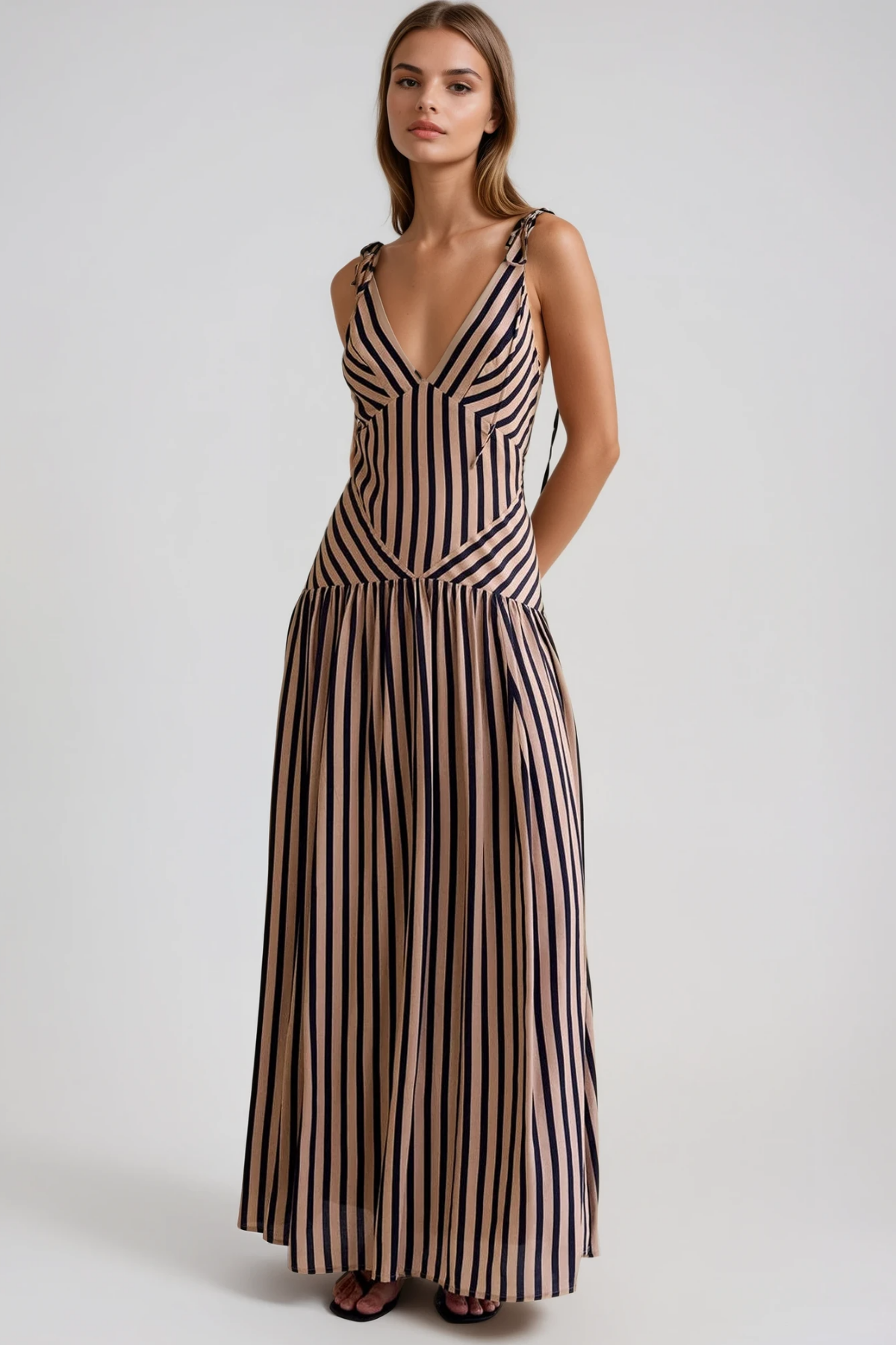 Filippo V Neck Stripe Maxi Dress