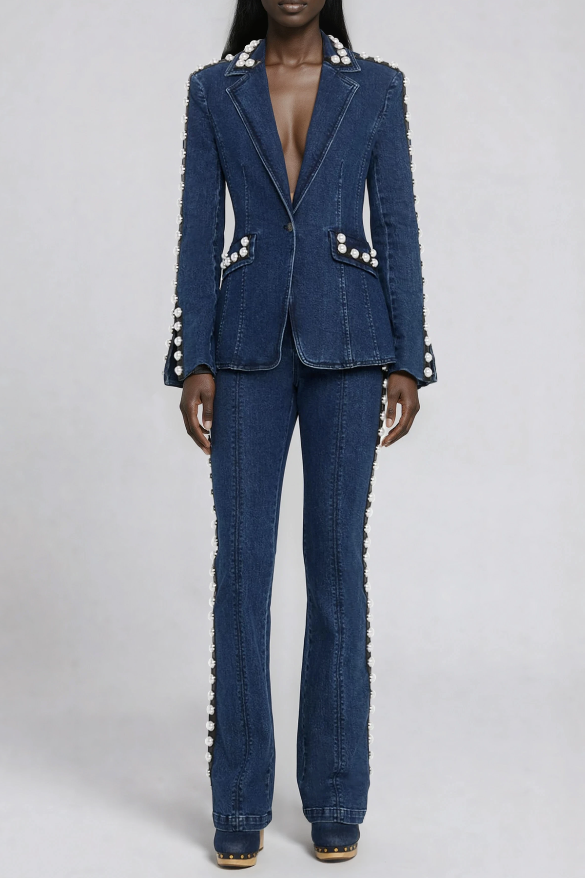 Filippos Pearl Denim Pants Set