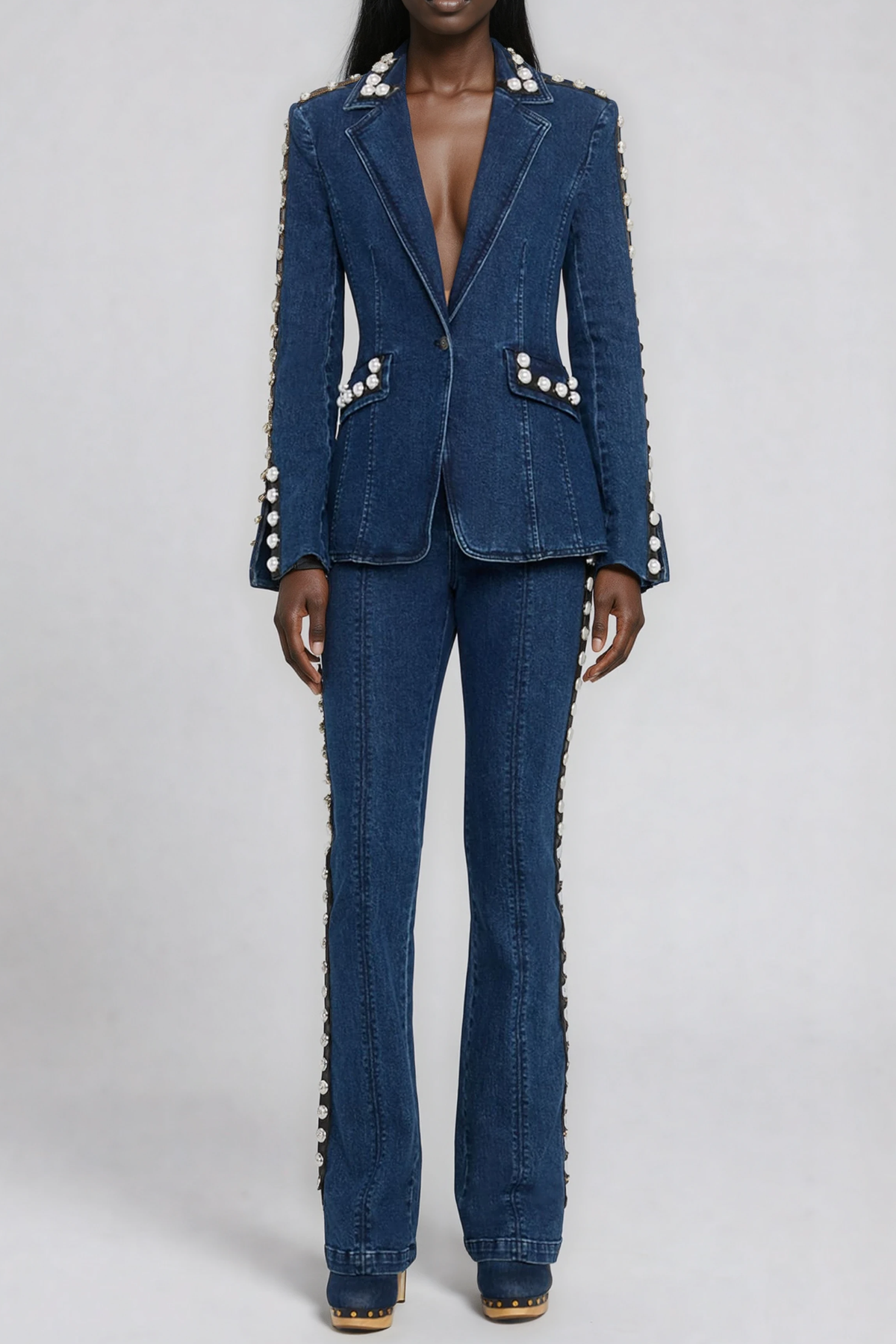 Filippos Pearl Denim Pants Set