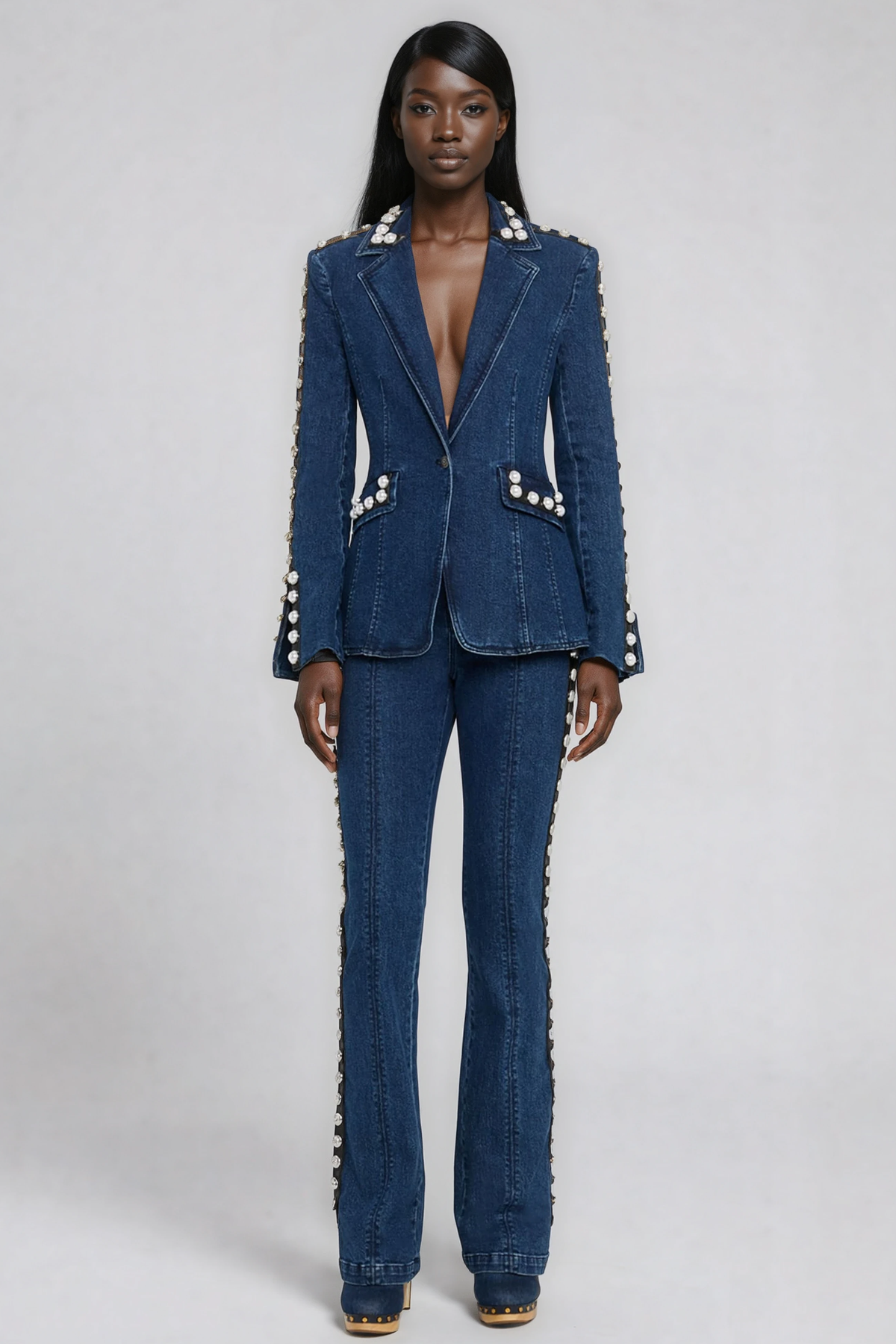 Filippos Pearl Denim Pants Set