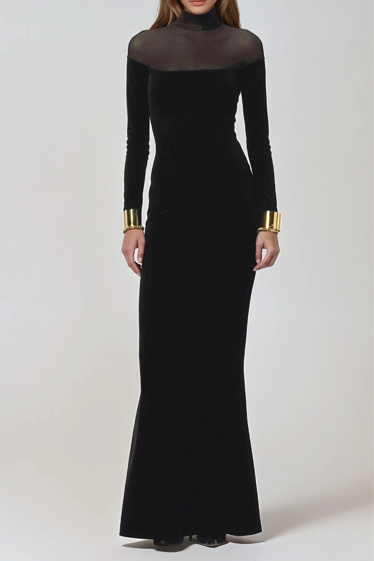 Fina High Neck Mesh Maxi Dress