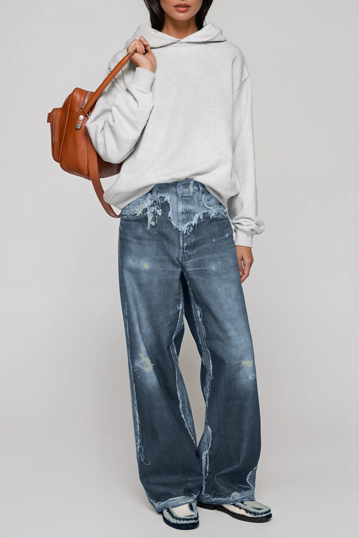 Finbar Fringe Print Barrel Jeans