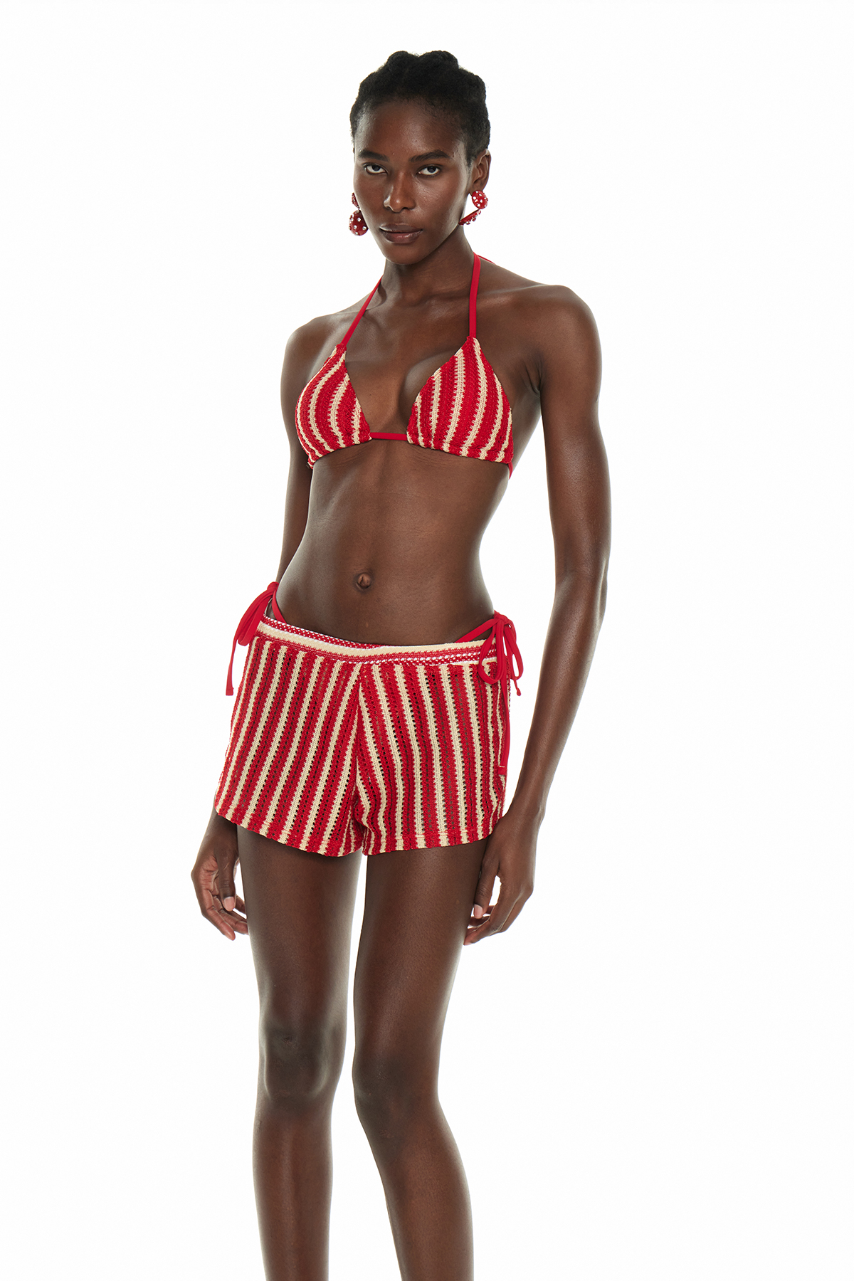Finnan Stripe Knit Swimwear In Red