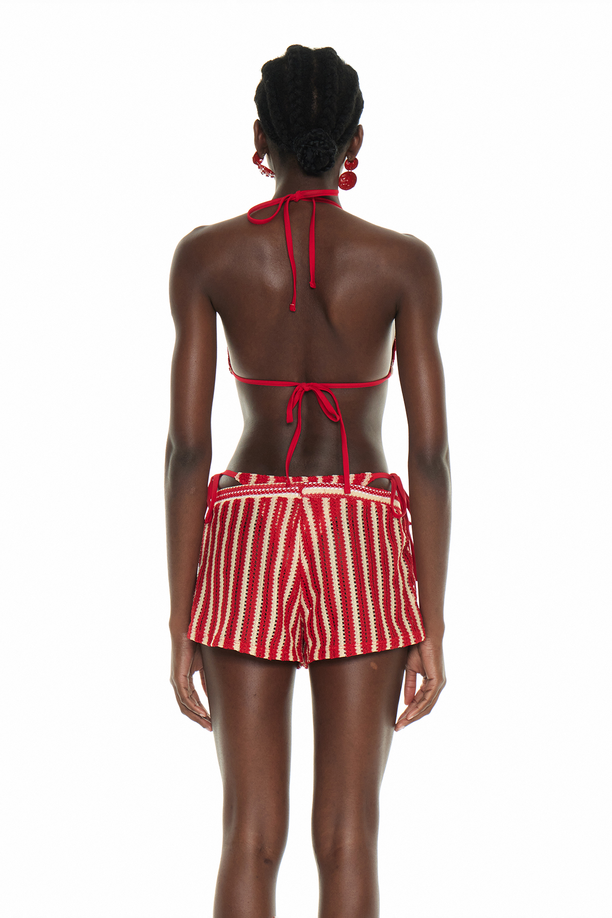 Finnan Stripe Knit Swimwear In Red