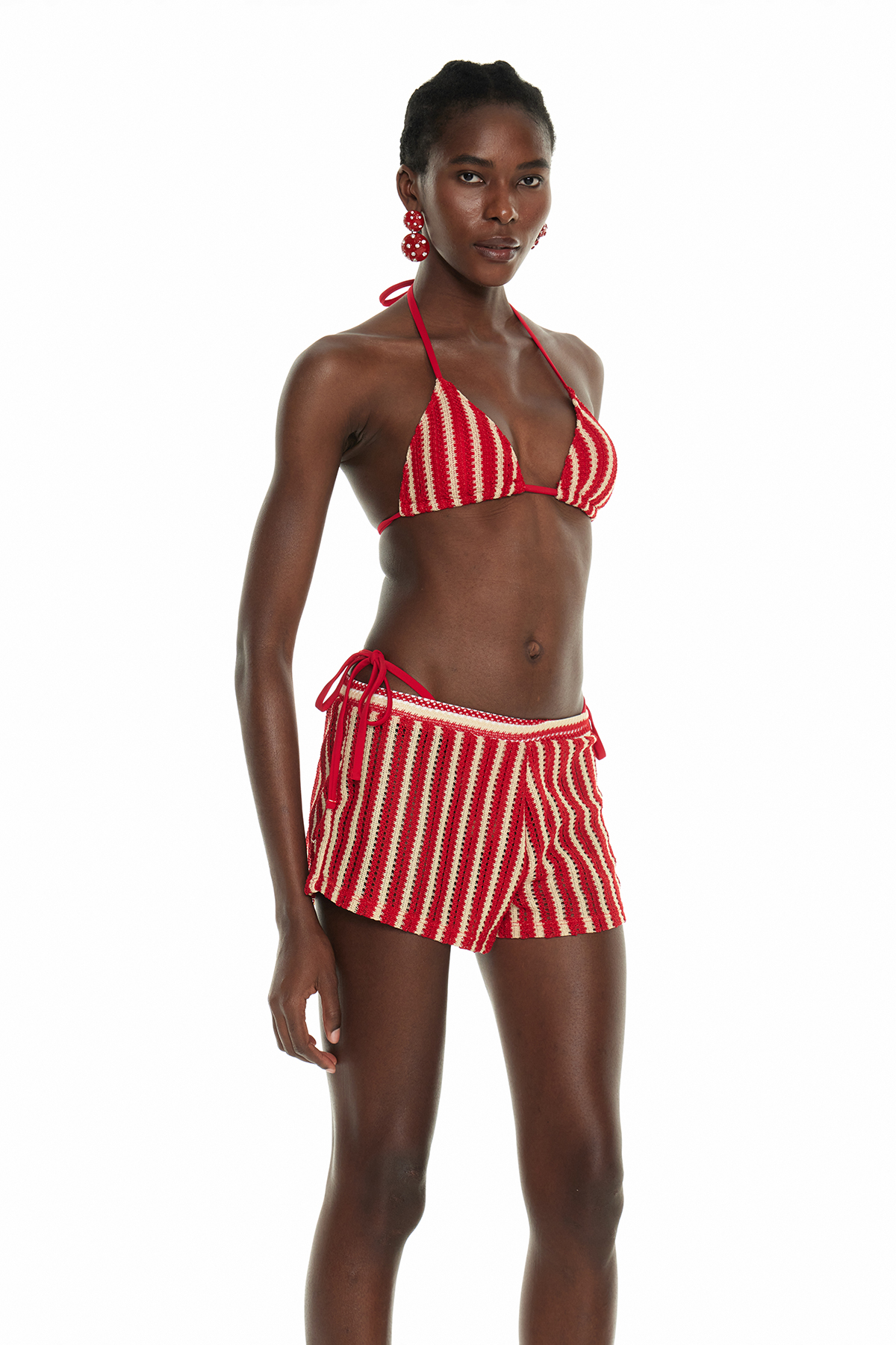 Finnan Stripe Knit Swimwear In Red
