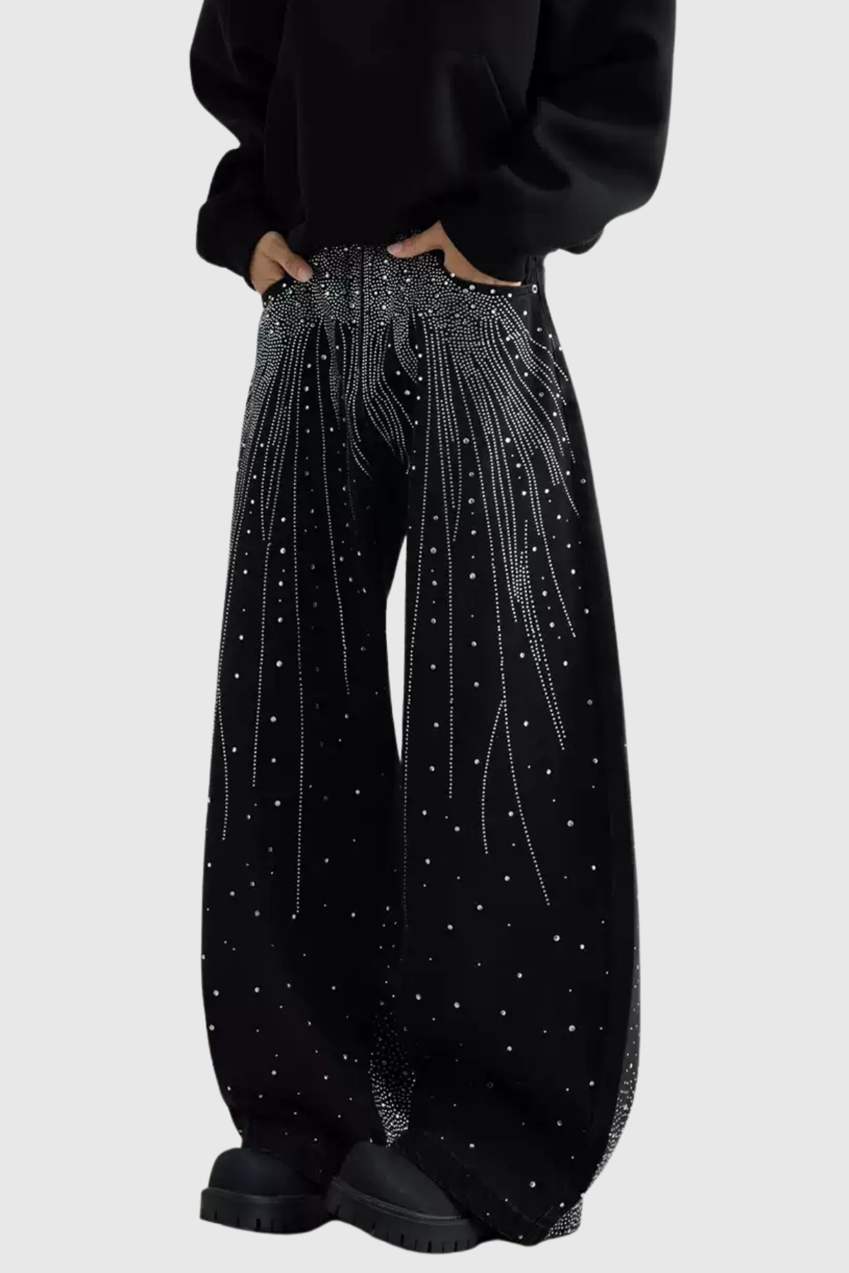 Fion Rhinestone Baggy Jeans