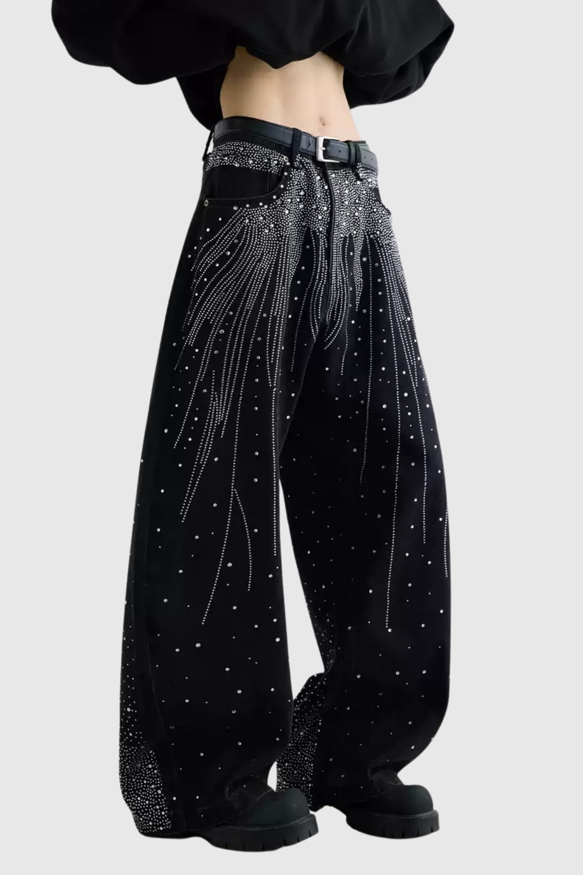 Fion Rhinestone Baggy Jeans